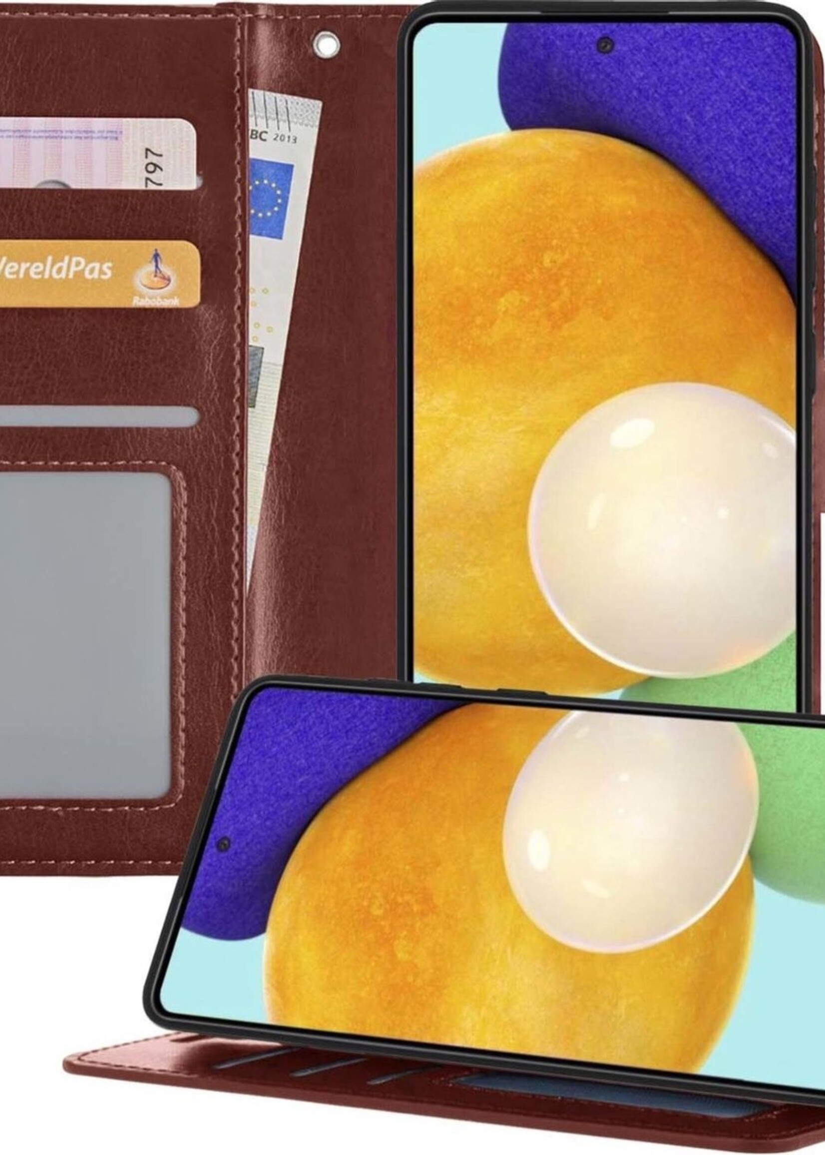 LUQ Hoesje Geschikt voor Samsung A52 5G Hoesje Book Case Hoes Wallet Cover - Hoes Geschikt voor Samsung Galaxy A52 5G Hoesje Bookcase Hoes - Bruin