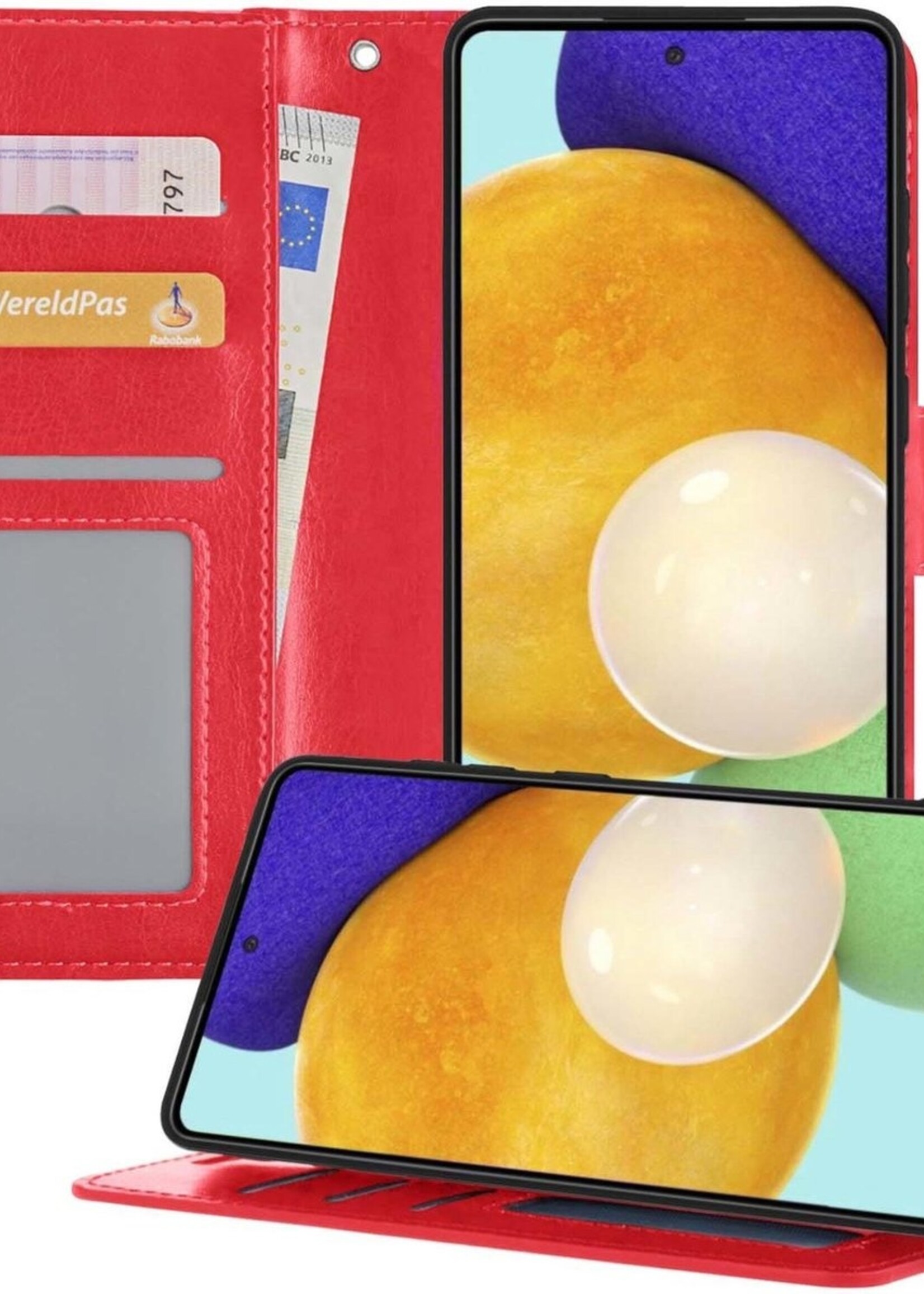 LUQ Hoesje Geschikt voor Samsung A52 5G Hoesje Book Case Hoes Wallet Cover - Hoes Geschikt voor Samsung Galaxy A52 5G Hoesje Bookcase Hoes - Rood
