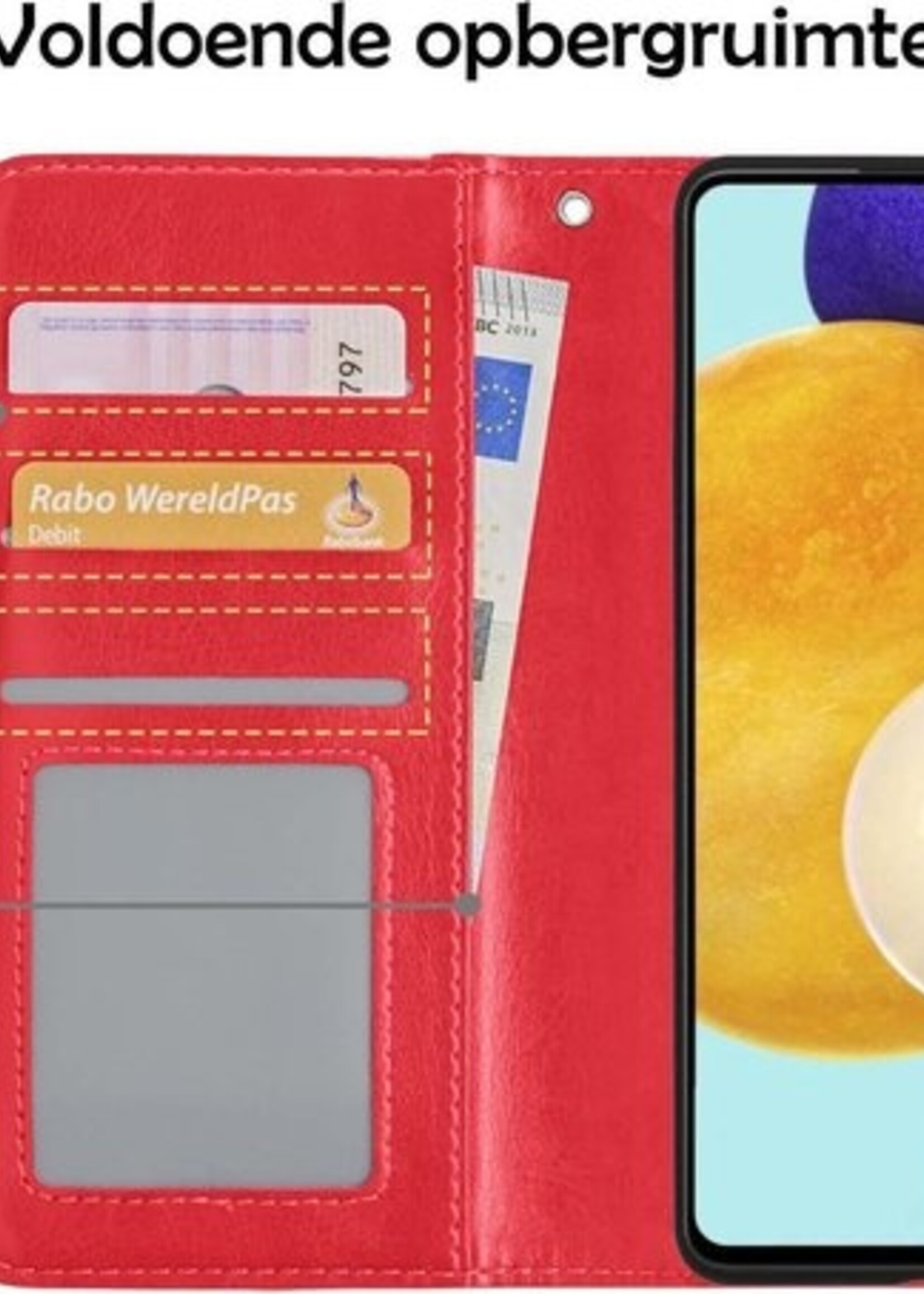 LUQ Hoesje Geschikt voor Samsung A52 5G Hoesje Book Case Hoes Wallet Cover - Hoes Geschikt voor Samsung Galaxy A52 5G Hoesje Bookcase Hoes - Rood