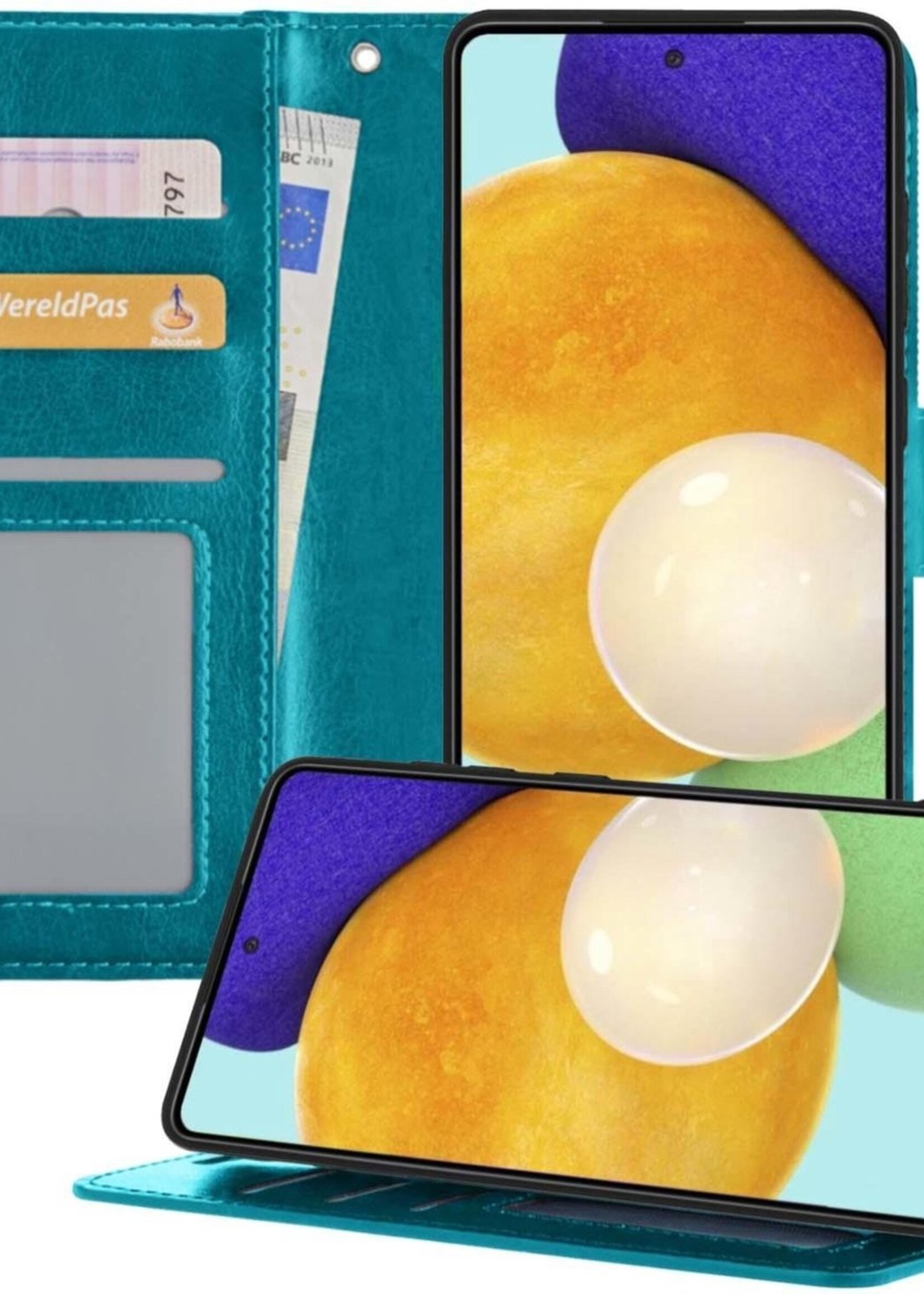 LUQ Hoesje Geschikt voor Samsung A52 5G Hoesje Book Case Hoes Wallet Cover - Hoes Geschikt voor Samsung Galaxy A52 5G Hoesje Bookcase Hoes - Turquoise
