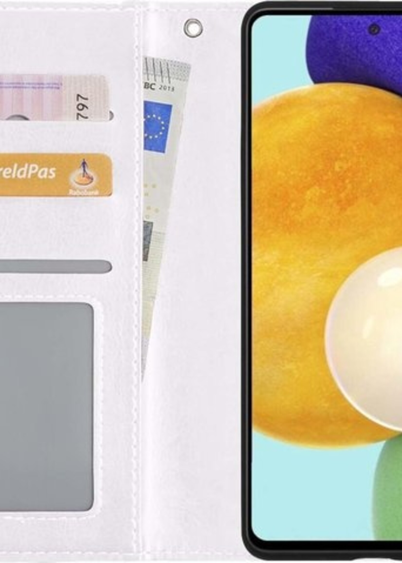 LUQ Hoesje Geschikt voor Samsung A52 5G Hoesje Book Case Hoes Wallet Cover - Hoes Geschikt voor Samsung Galaxy A52 5G Hoesje Bookcase Hoes - Wit