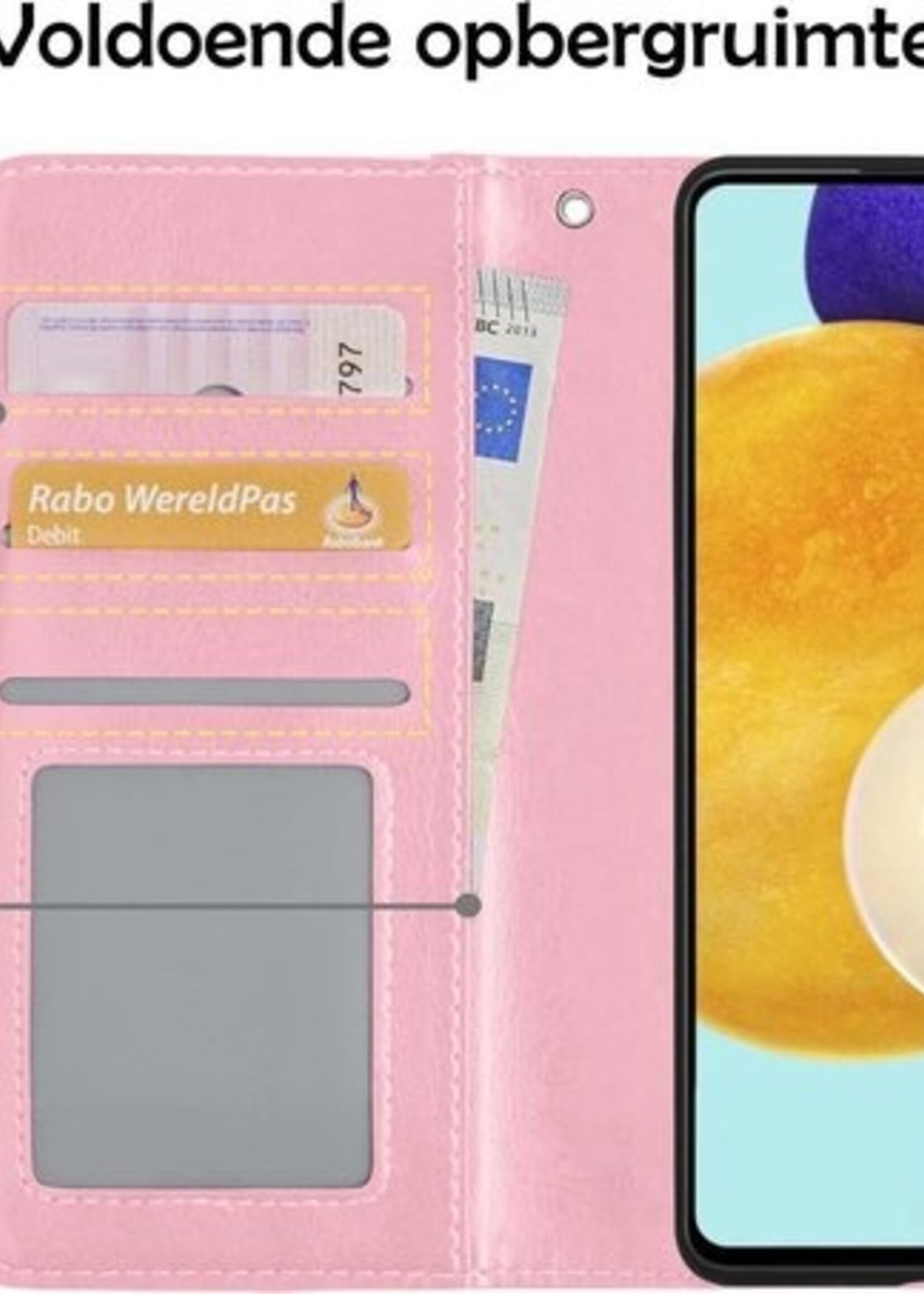 LUQ Hoesje Geschikt voor Samsung A52 5G Hoesje Book Case Hoes Wallet Cover - Hoes Geschikt voor Samsung Galaxy A52 5G Hoesje Bookcase Hoes - Lichtroze