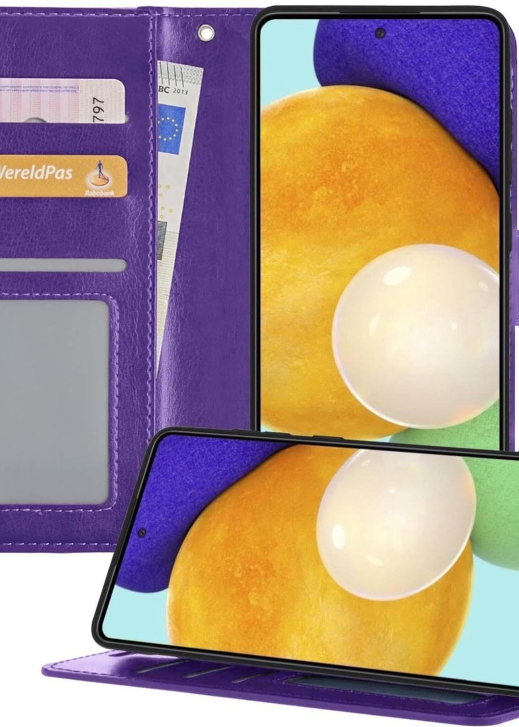 LUQ Hoesje Geschikt voor Samsung A52 5G Hoesje Book Case Hoes Wallet Cover - Hoes Geschikt voor Samsung Galaxy A52 5G Hoesje Bookcase Hoes - Paars
