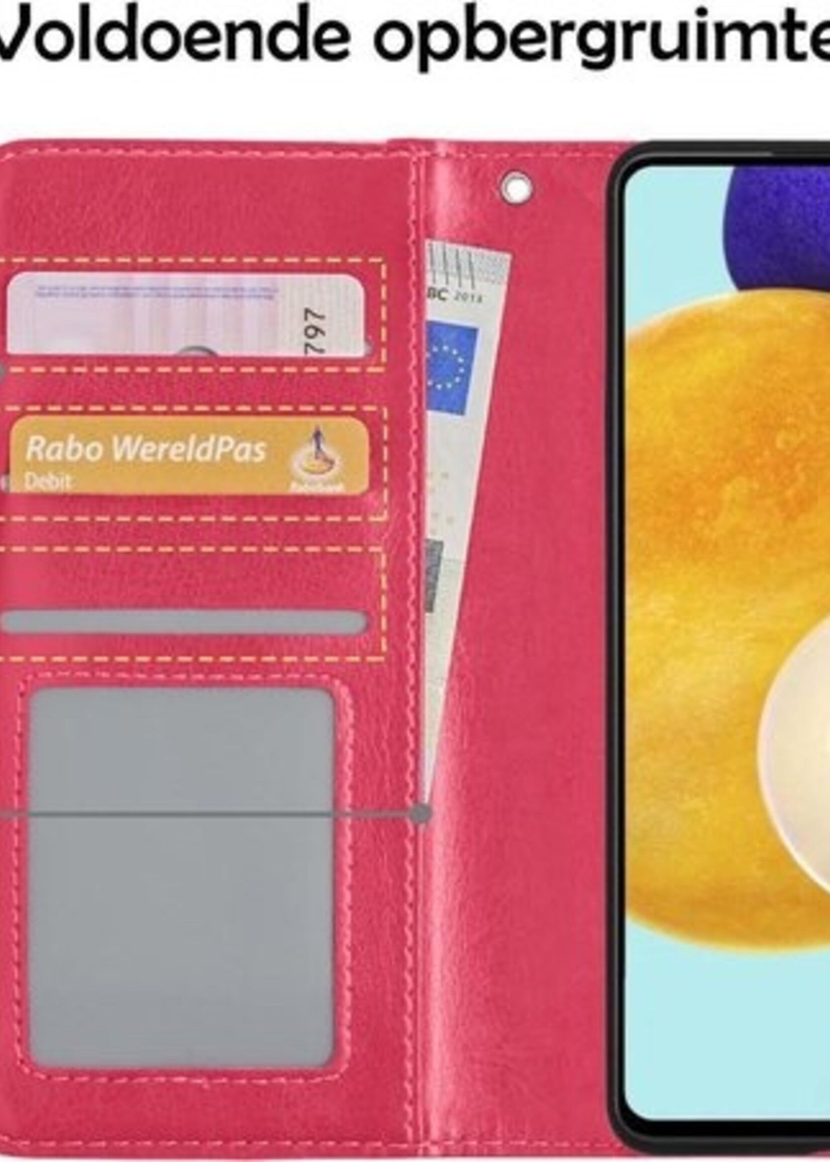 LUQ Hoesje Geschikt voor Samsung A52 5G Hoesje Book Case Hoes Wallet Cover - Hoes Geschikt voor Samsung Galaxy A52 5G Hoesje Bookcase Hoes - Donkerroze