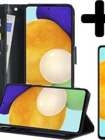 LUQ LUQ Samsung Galaxy A52 Hoesje Bookcase Zwart Met Screenprotector