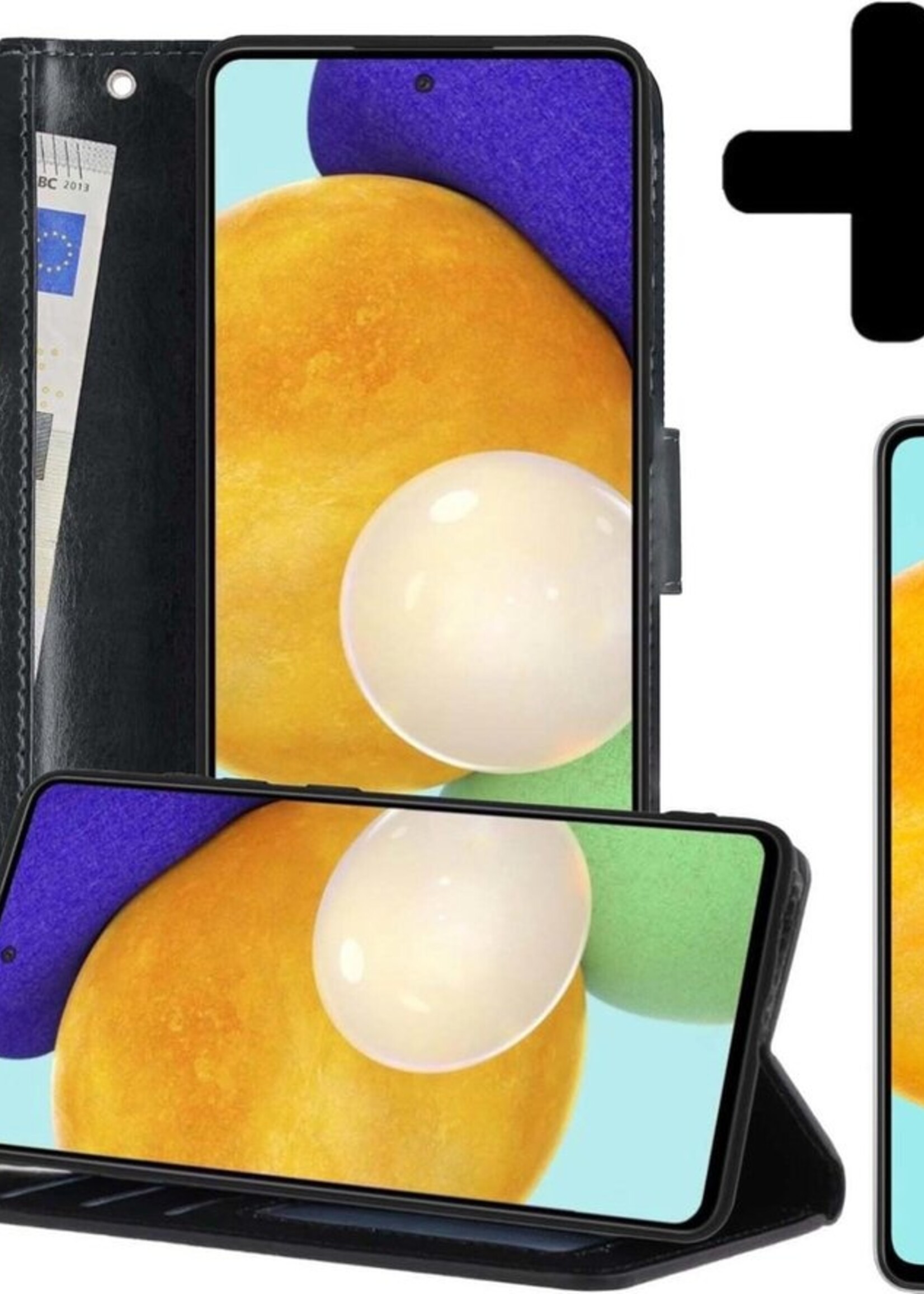 LUQ Hoesje Geschikt voor Samsung A52 5G Hoesje Book Case Hoes Wallet Cover Met Screenprotector - Hoes Geschikt voor Samsung Galaxy A52 5G Hoesje Bookcase Hoes - Zwart