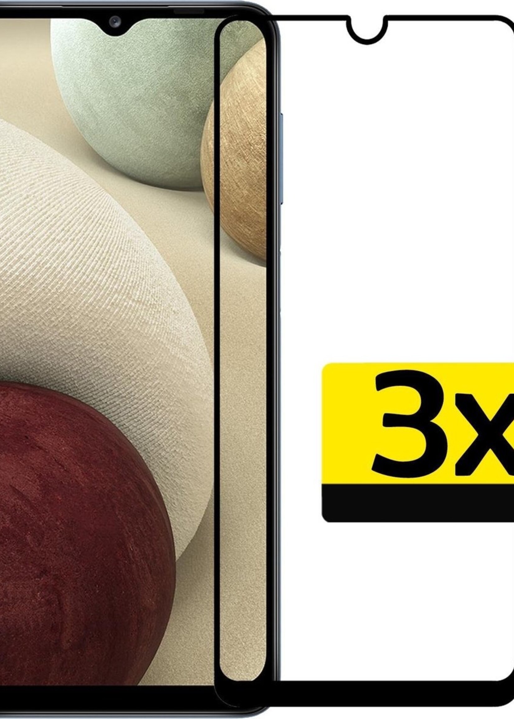 LUQ Screenprotector Geschikt voor Samsung A12 Screenprotector Glas Full Cover - Screenprotector Geschikt voor Samsung Galaxy A12 Screenprotector Full Cover - 3 Stuks