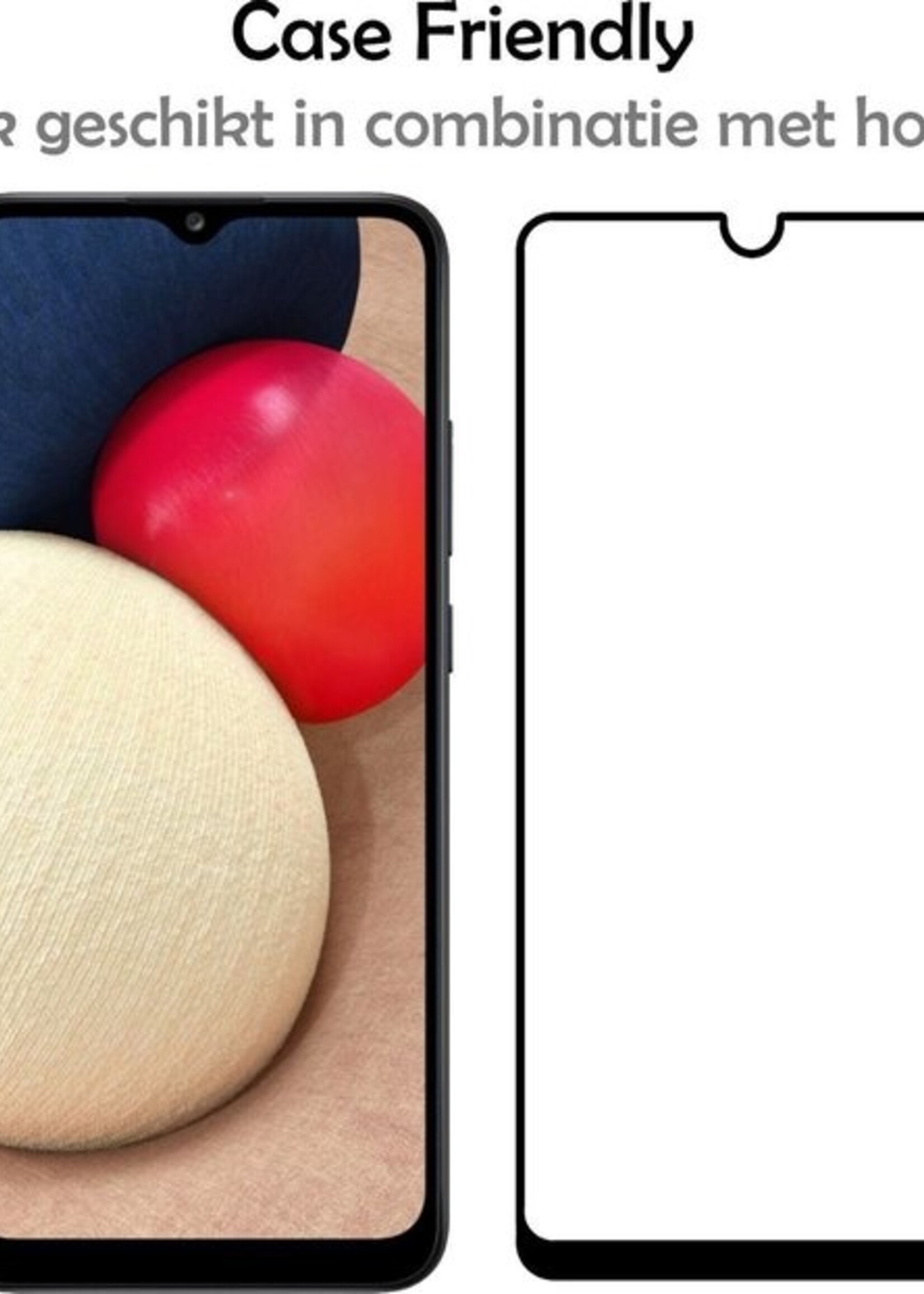 LUQ Screenprotector Geschikt voor Samsung A02s Screenprotector Glas Full Cover - Screenprotector Geschikt voor Samsung Galaxy A02s Screenprotector Full Cover