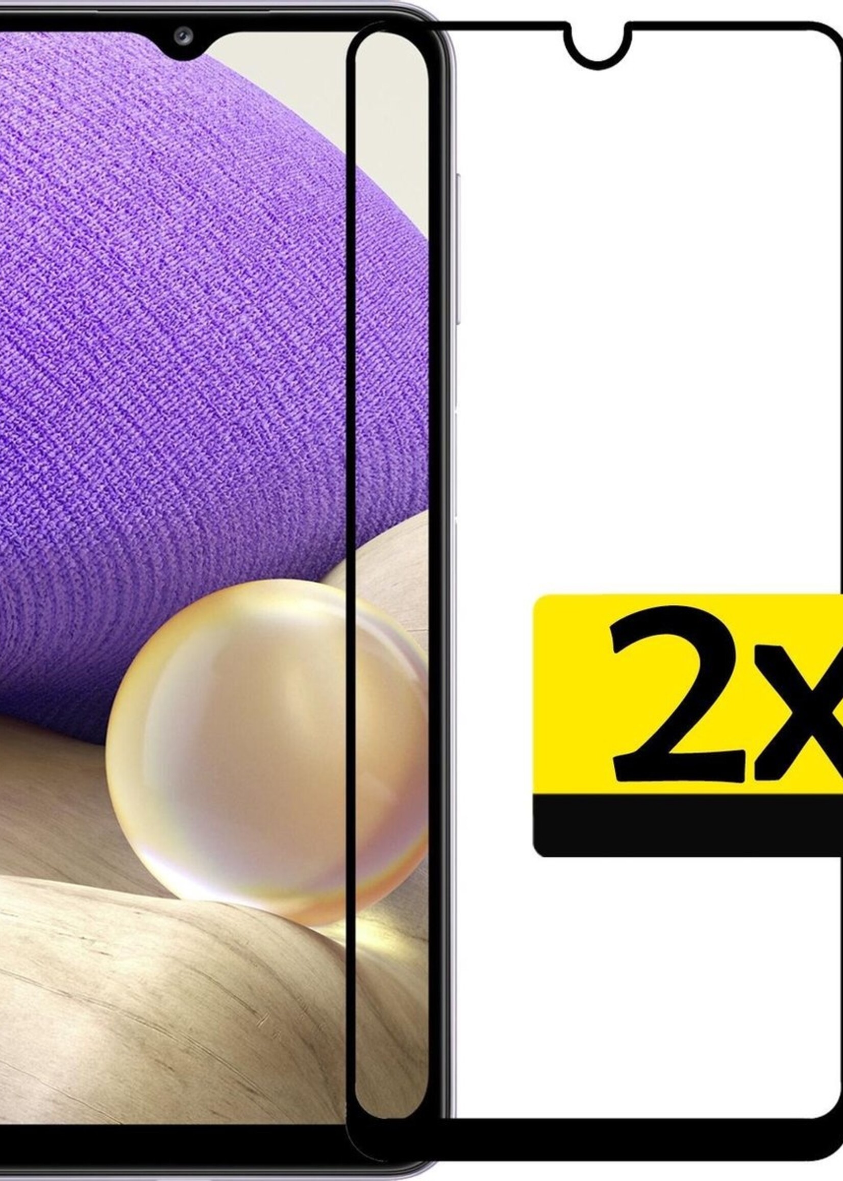 LUQ Screenprotector Geschikt voor Samsung A32 5G Screenprotector Glas Full Cover - Screenprotector Geschikt voor Samsung Galaxy A32 5G Screenprotector Full Cover - 2 Stuks
