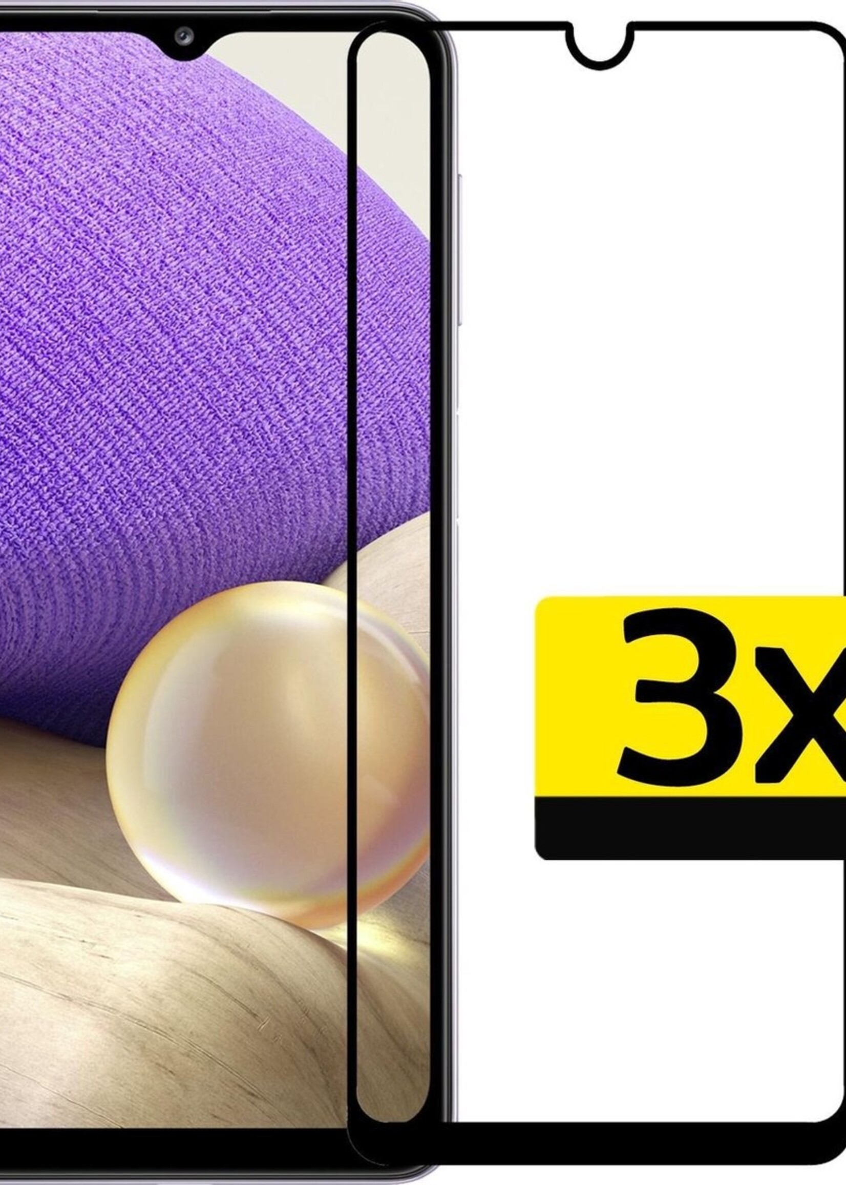 LUQ Screenprotector Geschikt voor Samsung A32 5G Screenprotector Glas Full Cover - Screenprotector Geschikt voor Samsung Galaxy A32 5G Screenprotector Full Cover - 3 Stuks