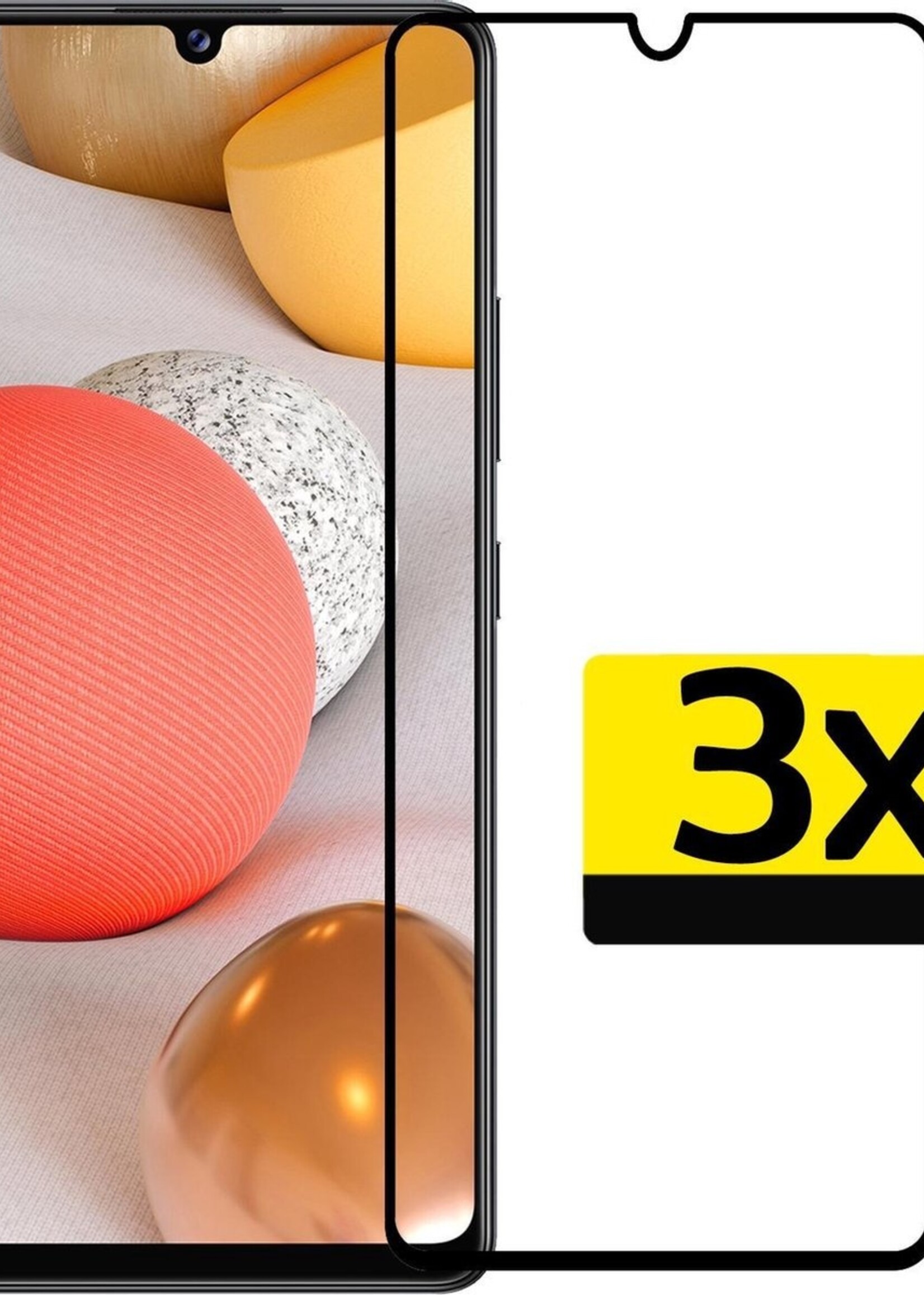 LUQ Screenprotector Geschikt voor Samsung A42 Screenprotector Glas Full Cover - Screenprotector Geschikt voor Samsung Galaxy A42 Screenprotector Full Cover - 3 Stuks