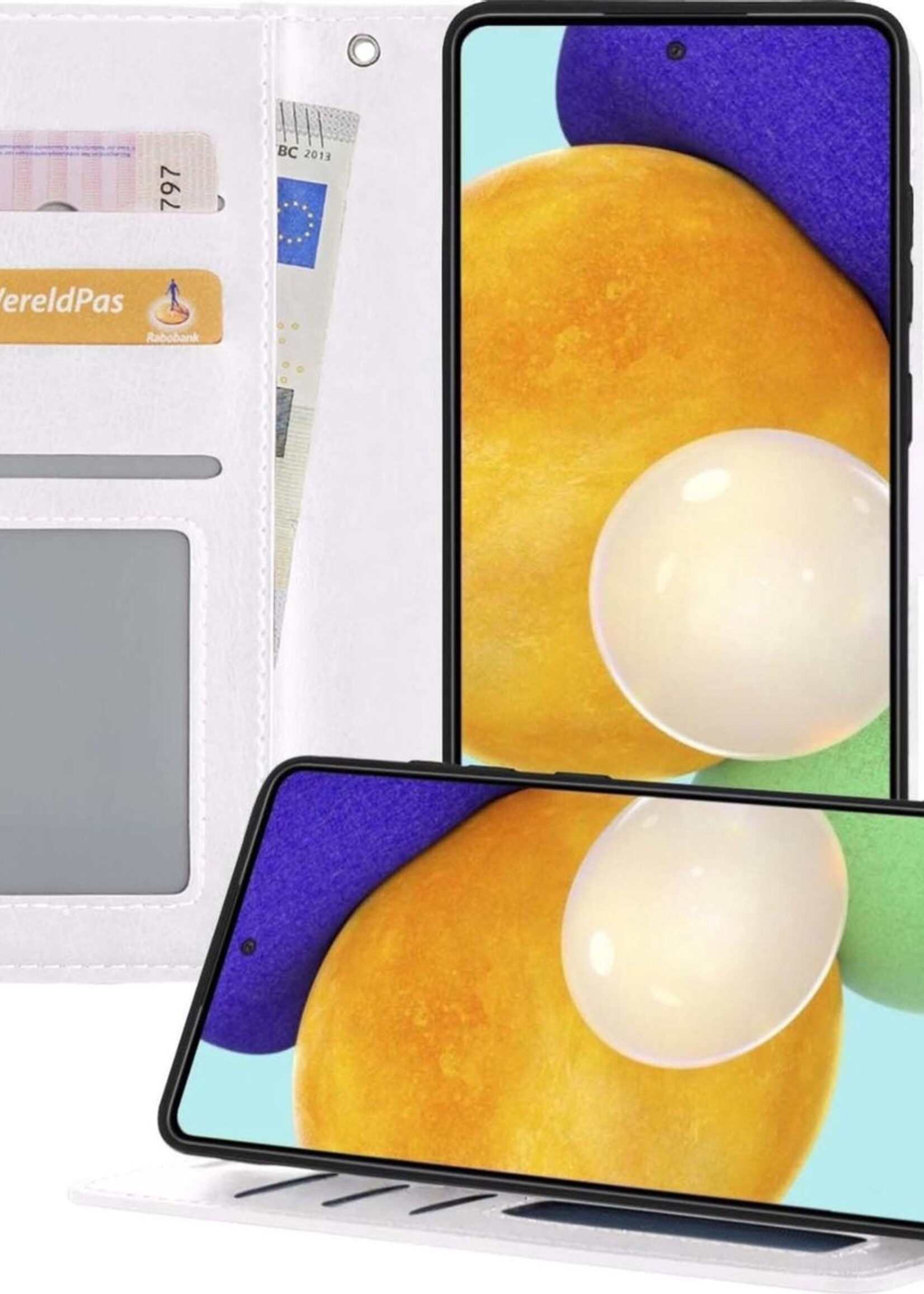 LUQ Hoesje Geschikt voor Samsung A52 5G Hoesje Book Case Hoes Wallet Cover - Hoes Geschikt voor Samsung Galaxy A52 5G Hoesje Bookcase Hoes - Wit