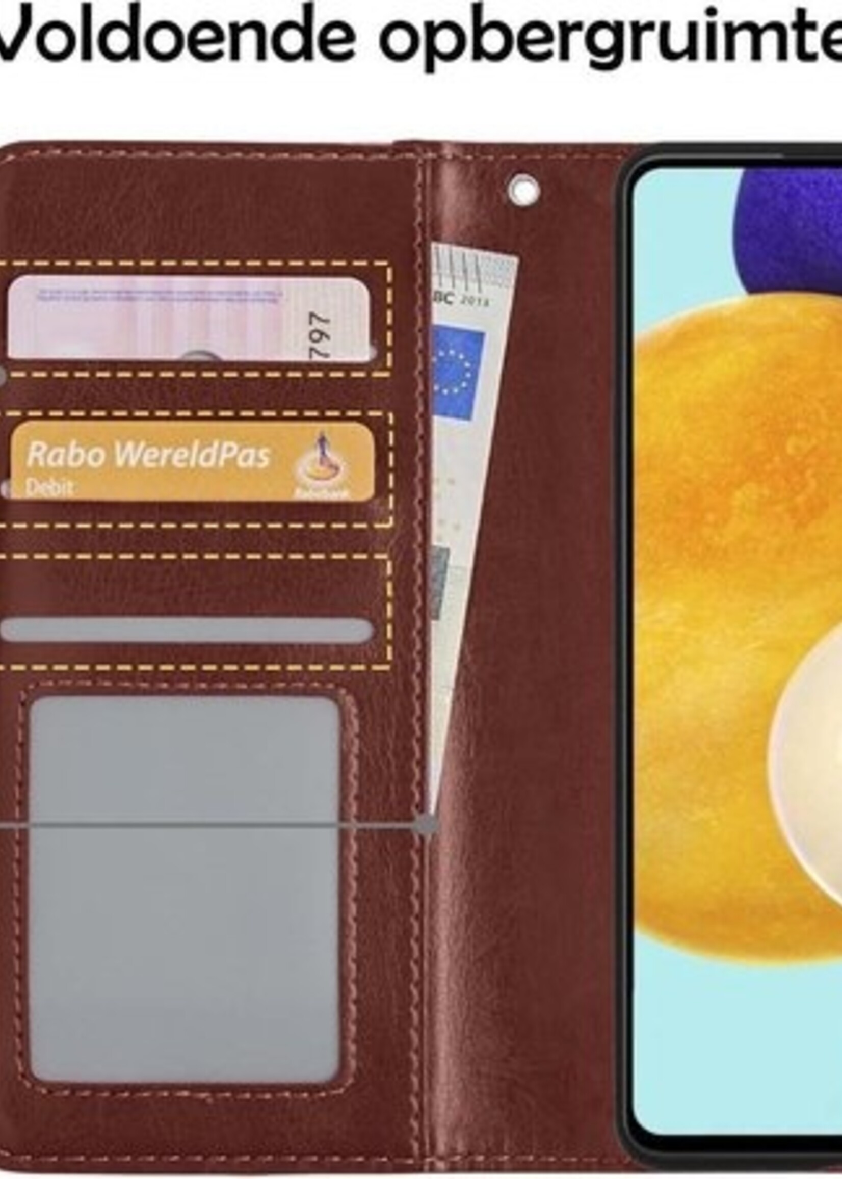 LUQ Hoesje Geschikt voor Samsung A52 5G Hoesje Book Case Hoes Wallet Cover Met Screenprotector - Hoes Geschikt voor Samsung Galaxy A52 5G Hoesje Bookcase Hoes - Bruin