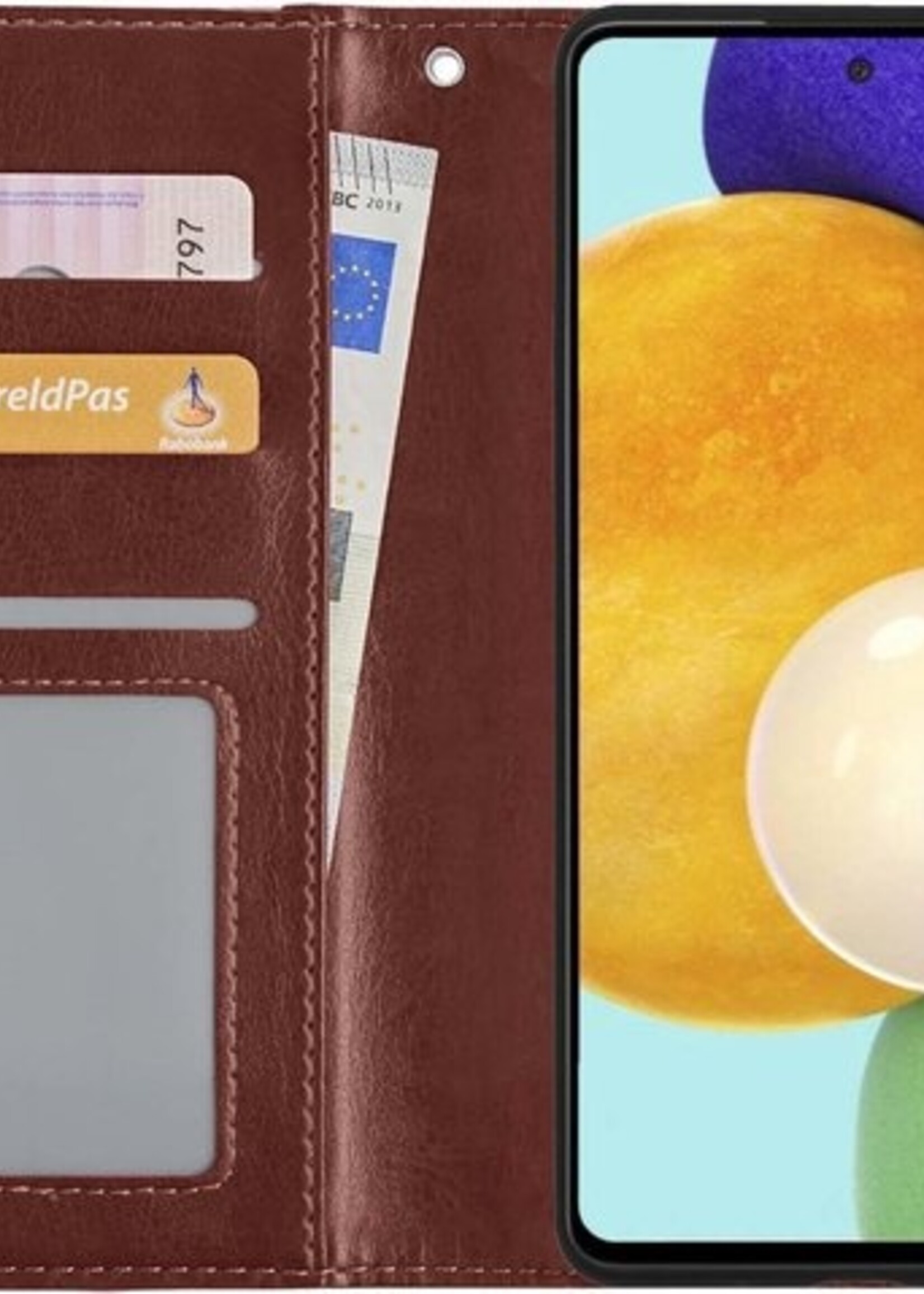 LUQ Hoesje Geschikt voor Samsung A52 5G Hoesje Book Case Hoes Wallet Cover Met Screenprotector - Hoes Geschikt voor Samsung Galaxy A52 5G Hoesje Bookcase Hoes - Bruin