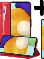 LUQ LUQ Samsung Galaxy A52 Hoesje Bookcase Rood Met Screenprotector