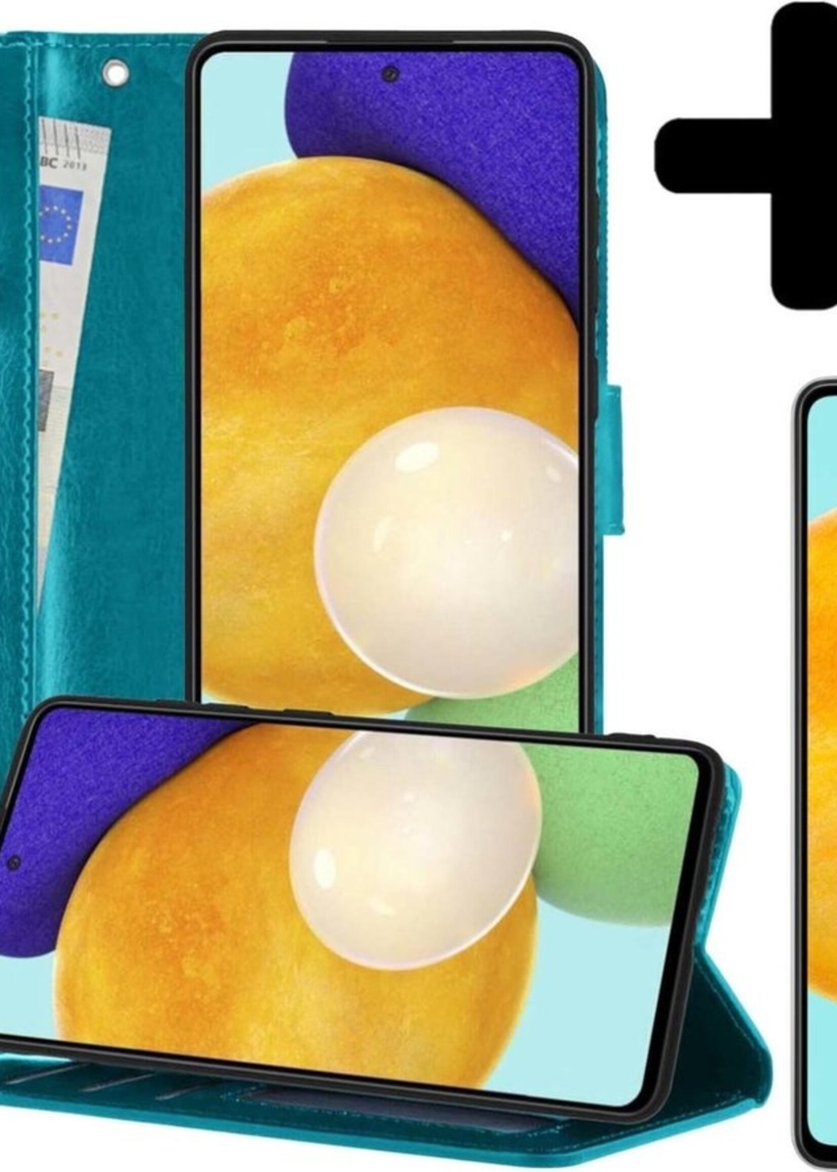 LUQ Hoesje Geschikt voor Samsung A52 5G Hoesje Book Case Hoes Wallet Cover Met Screenprotector - Hoes Geschikt voor Samsung Galaxy A52 5G Hoesje Bookcase Hoes - Turquoise