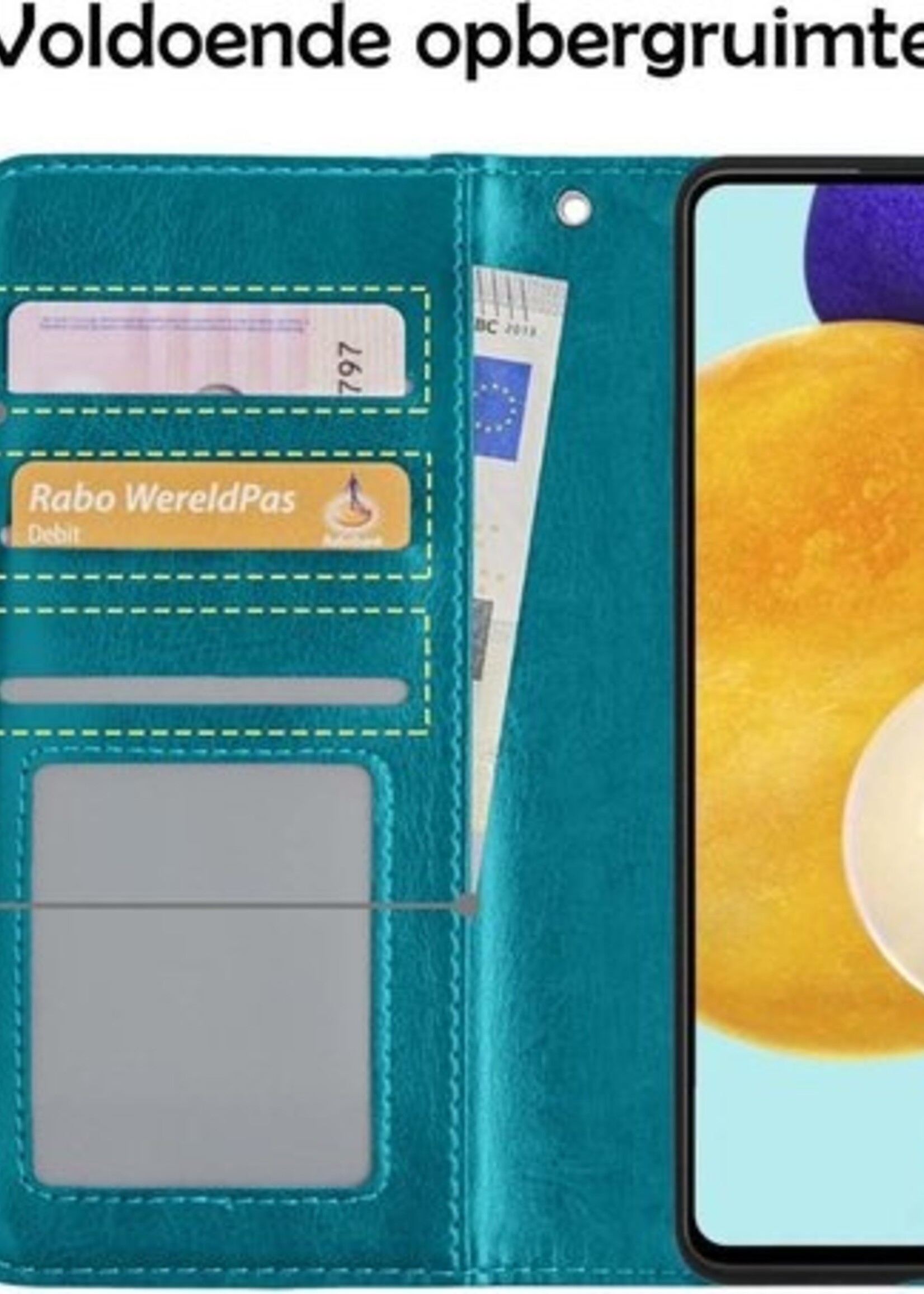 LUQ Hoesje Geschikt voor Samsung A52 5G Hoesje Book Case Hoes Wallet Cover Met Screenprotector - Hoes Geschikt voor Samsung Galaxy A52 5G Hoesje Bookcase Hoes - Turquoise