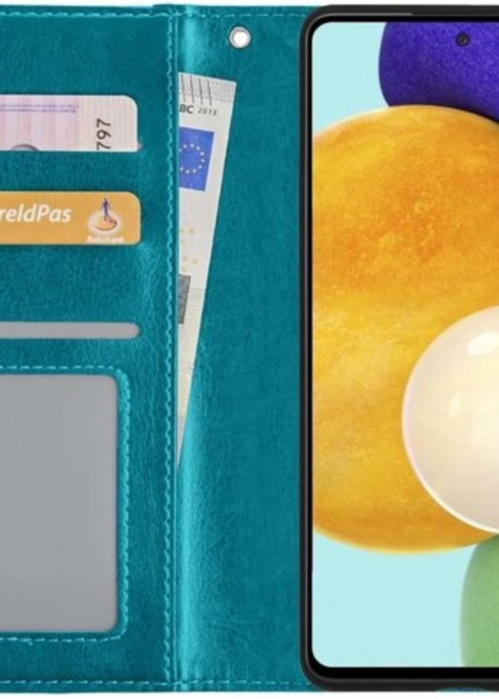 LUQ Hoesje Geschikt voor Samsung A52 5G Hoesje Book Case Hoes Wallet Cover Met Screenprotector - Hoes Geschikt voor Samsung Galaxy A52 5G Hoesje Bookcase Hoes - Turquoise