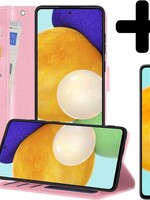 LUQ LUQ Samsung Galaxy A52 Hoesje Bookcase Lichtroze Met Screenprotector