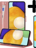LUQ LUQ Samsung Galaxy A52 Hoesje Bookcase Rose Goud Met Screenprotector