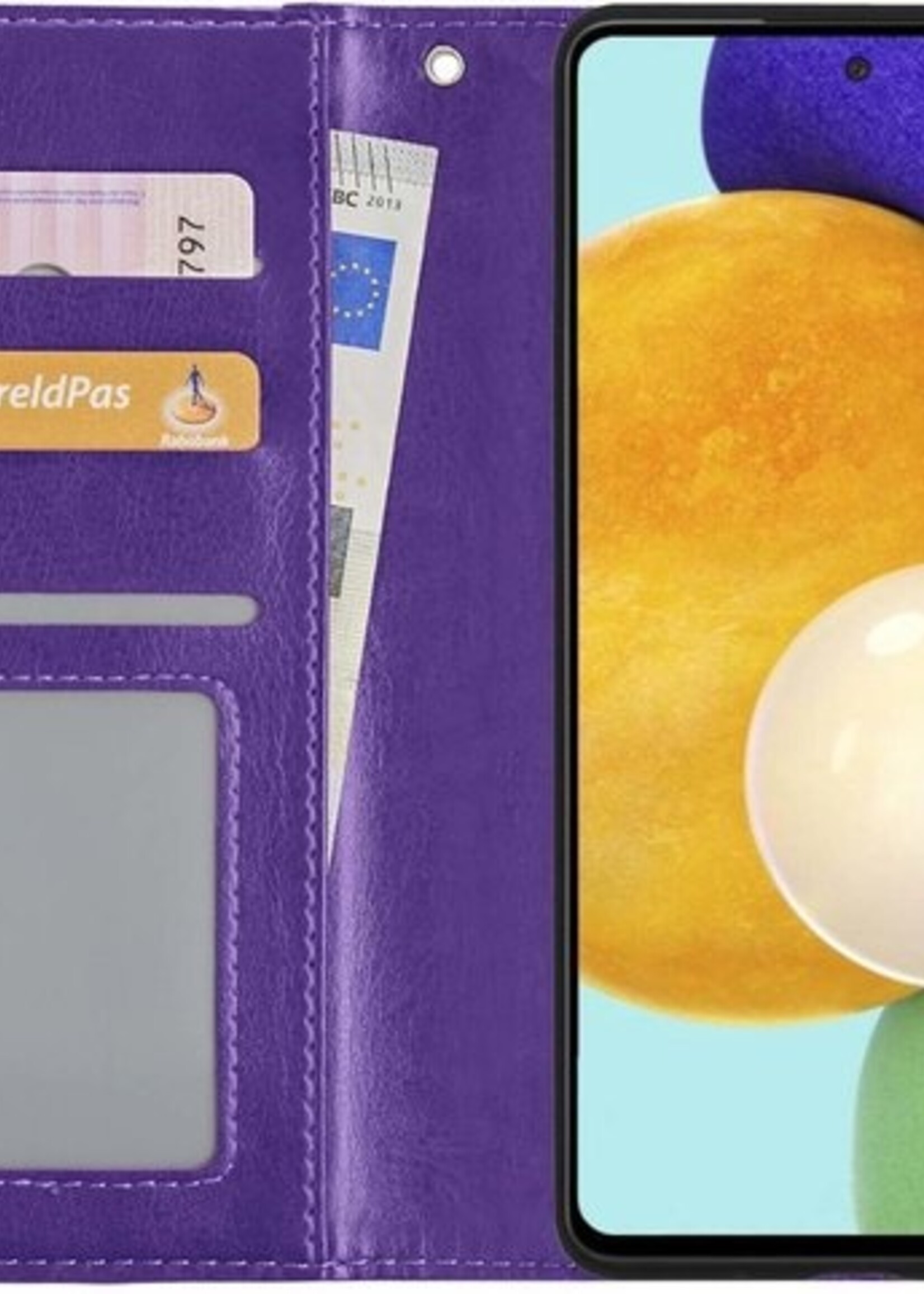 LUQ Hoesje Geschikt voor Samsung A52 5G Hoesje Book Case Hoes Wallet Cover Met Screenprotector - Hoes Geschikt voor Samsung Galaxy A52 5G Hoesje Bookcase Hoes - Paars