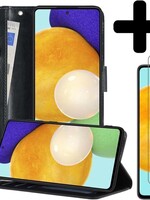 LUQ LUQ Samsung Galaxy A52 Hoesje Bookcase Zwart Met 2x Screenprotector