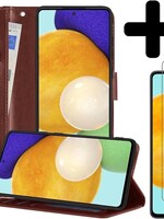 LUQ LUQ Samsung Galaxy A52 Hoesje Bookcase Bruin Met 2x Screenprotector