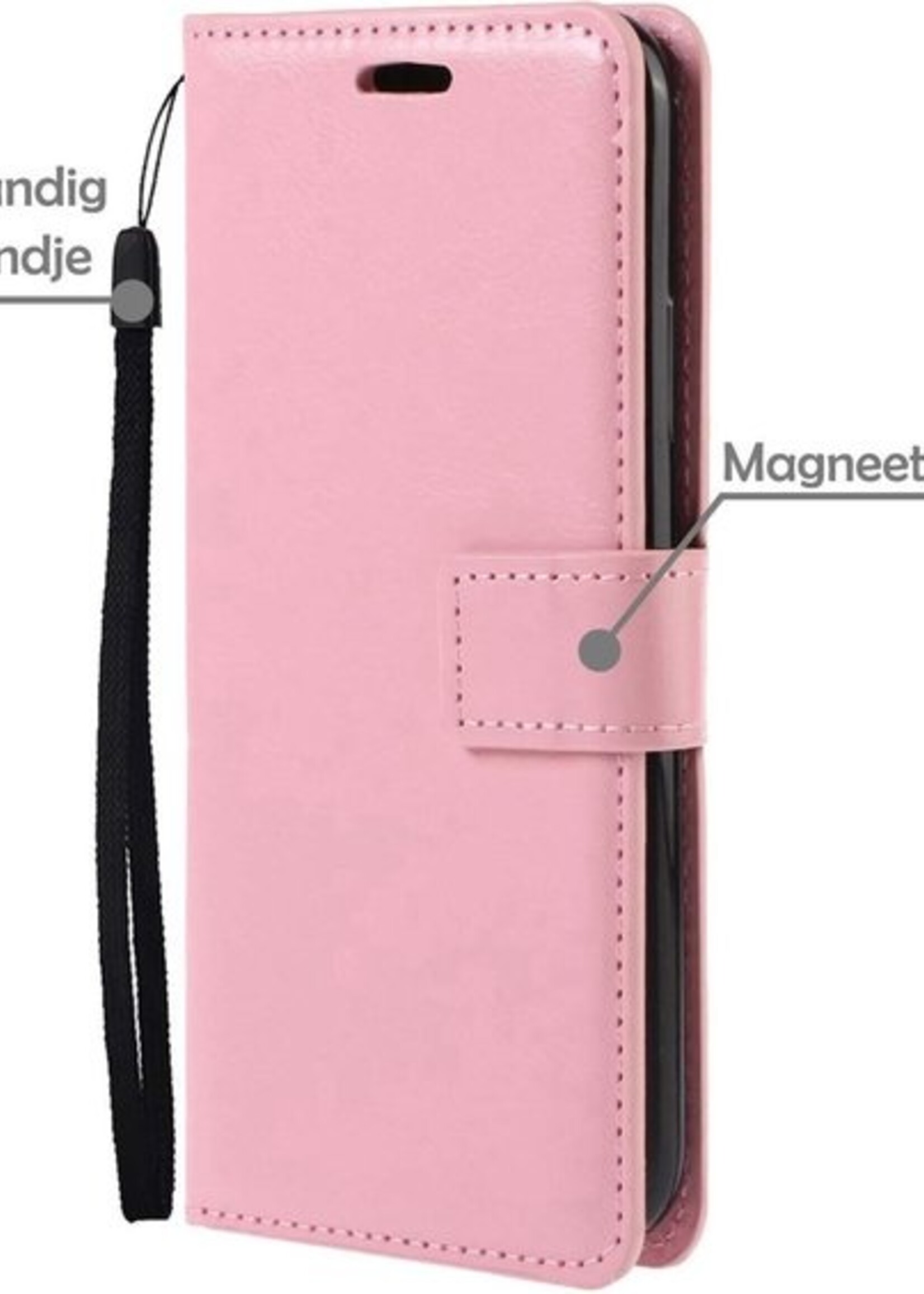 LUQ Hoesje Geschikt voor Samsung A52 5G Hoesje Book Case Hoes Wallet Cover Met 2x Screenprotector - Hoes Geschikt voor Samsung Galaxy A52 5G Hoesje Bookcase Hoes - Lichtroze