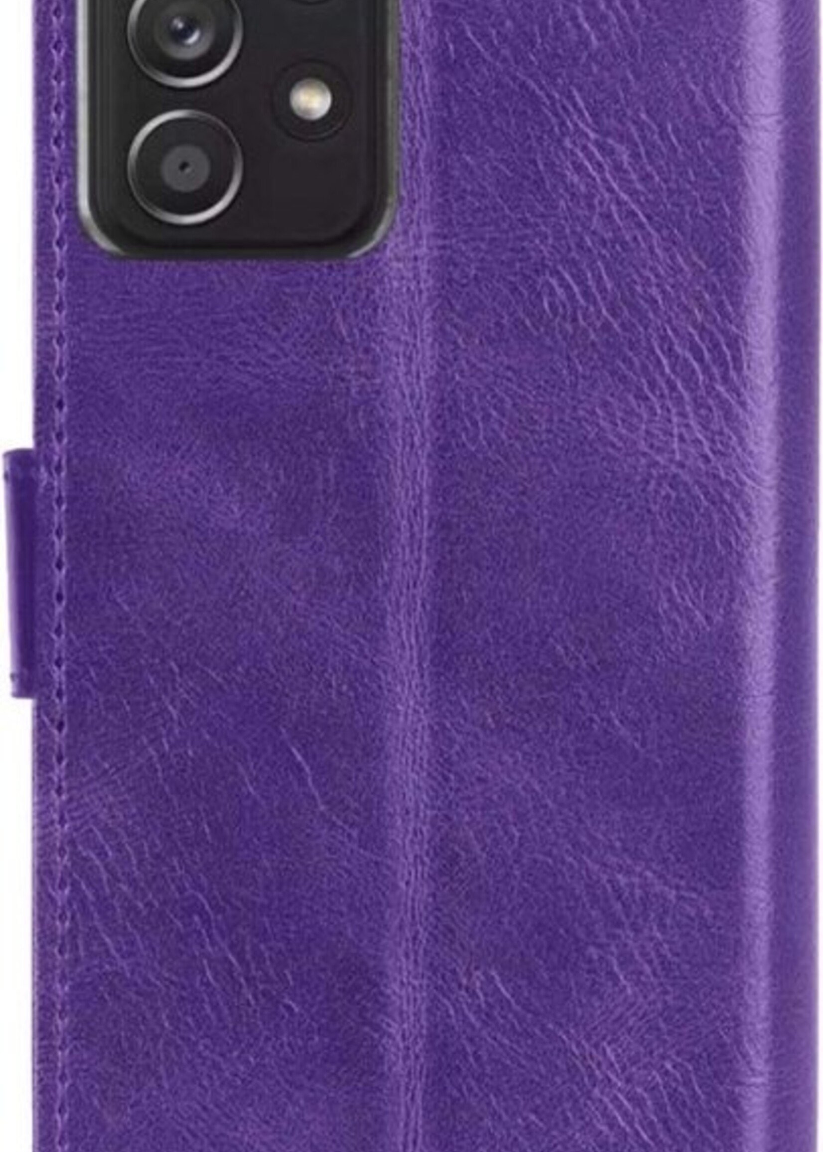LUQ Hoesje Geschikt voor Samsung A52 5G Hoesje Book Case Hoes Wallet Cover Met 2x Screenprotector - Hoes Geschikt voor Samsung Galaxy A52 5G Hoesje Bookcase Hoes - Paars