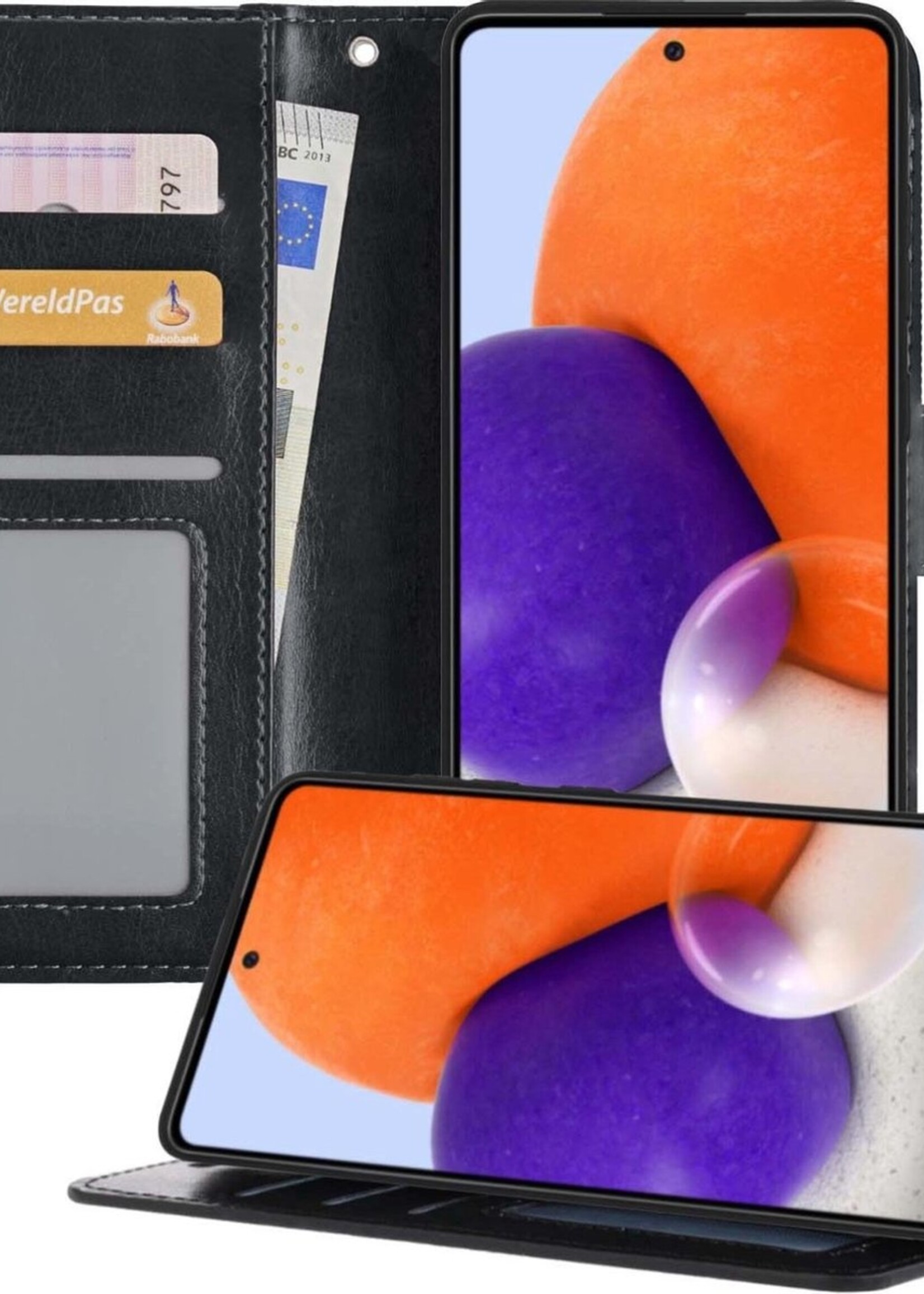 LUQ Hoesje Geschikt voor Samsung A72 5G Hoesje Book Case Hoes Wallet Cover - Hoes Geschikt voor Samsung Galaxy A72 5G Hoesje Bookcase Hoes - Zwart