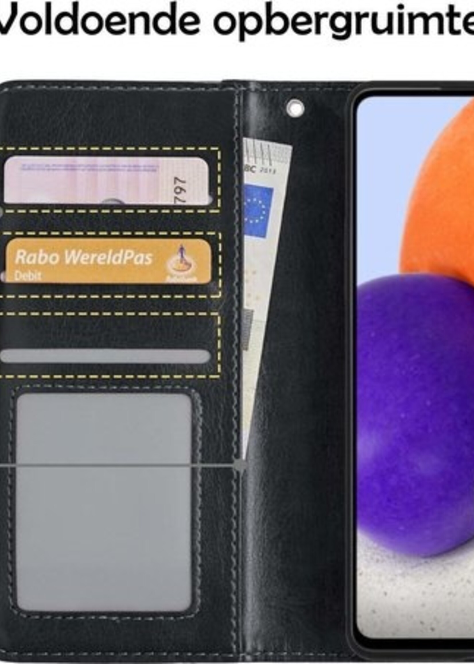 LUQ Hoesje Geschikt voor Samsung A72 5G Hoesje Book Case Hoes Wallet Cover - Hoes Geschikt voor Samsung Galaxy A72 5G Hoesje Bookcase Hoes - Zwart