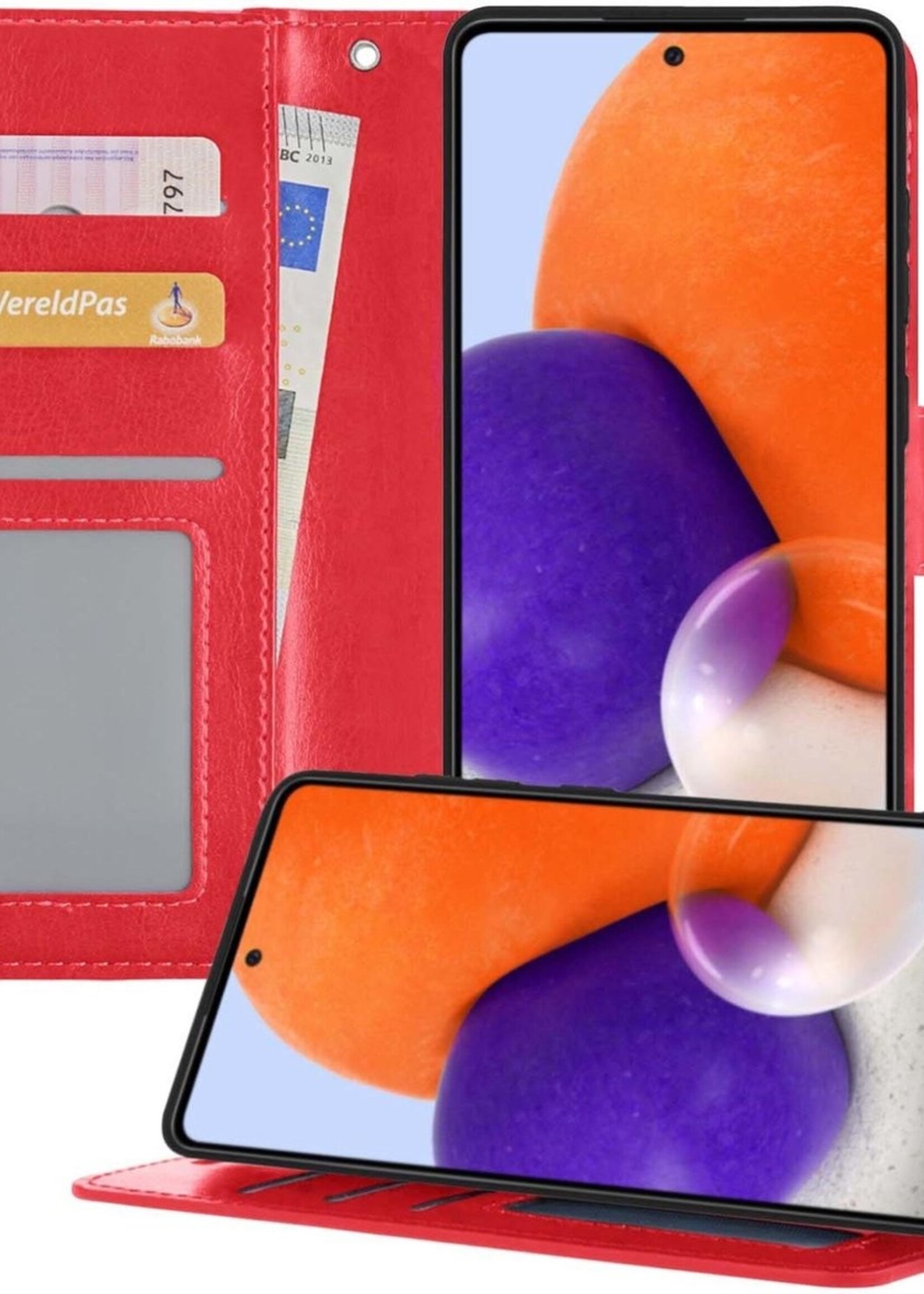 LUQ Hoesje Geschikt voor Samsung A72 5G Hoesje Book Case Hoes Wallet Cover - Hoes Geschikt voor Samsung Galaxy A72 5G Hoesje Bookcase Hoes - Rood