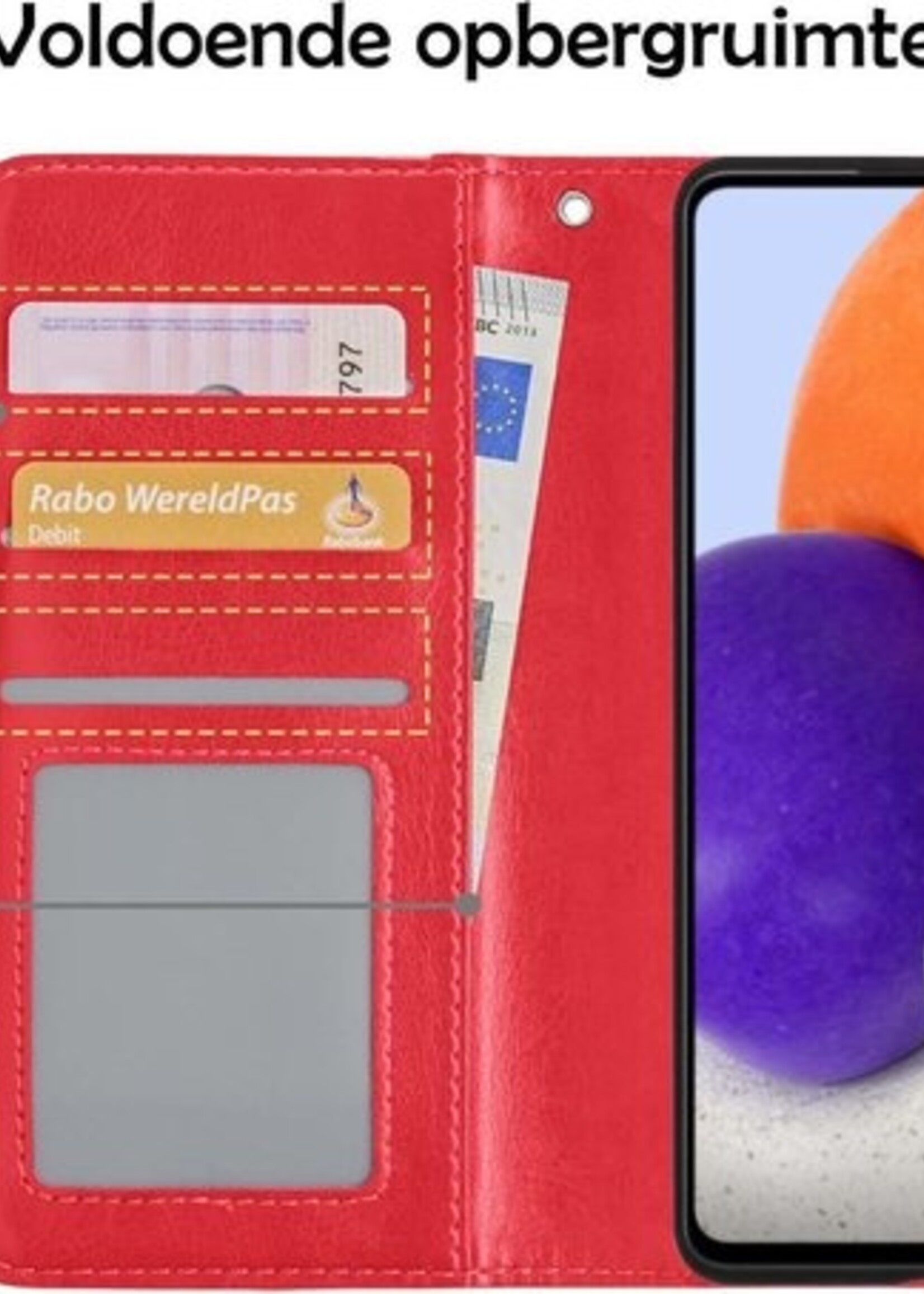 LUQ Hoesje Geschikt voor Samsung A72 5G Hoesje Book Case Hoes Wallet Cover - Hoes Geschikt voor Samsung Galaxy A72 5G Hoesje Bookcase Hoes - Rood