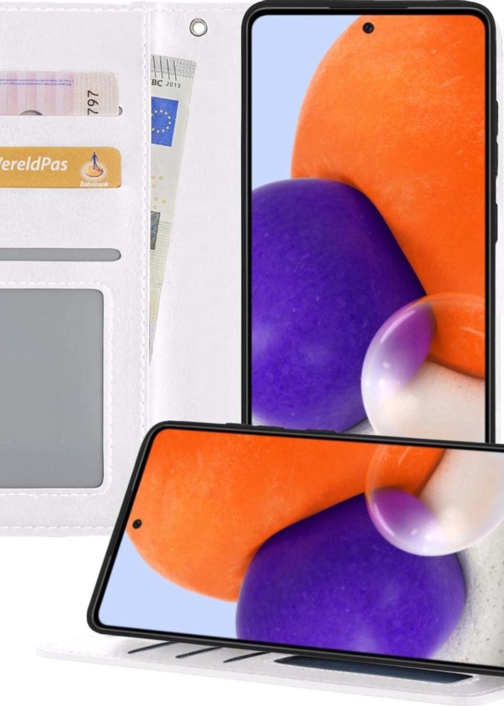 LUQ Hoesje Geschikt voor Samsung A72 5G Hoesje Book Case Hoes Wallet Cover - Hoes Geschikt voor Samsung Galaxy A72 5G Hoesje Bookcase Hoes - Wit