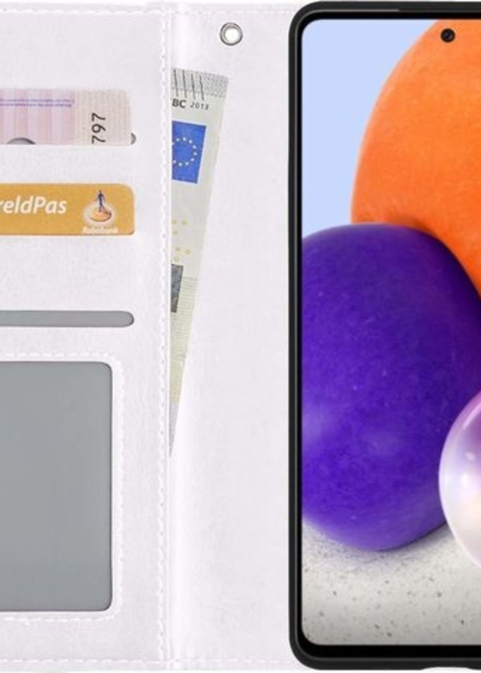 LUQ Hoesje Geschikt voor Samsung A72 5G Hoesje Book Case Hoes Wallet Cover - Hoes Geschikt voor Samsung Galaxy A72 5G Hoesje Bookcase Hoes - Wit