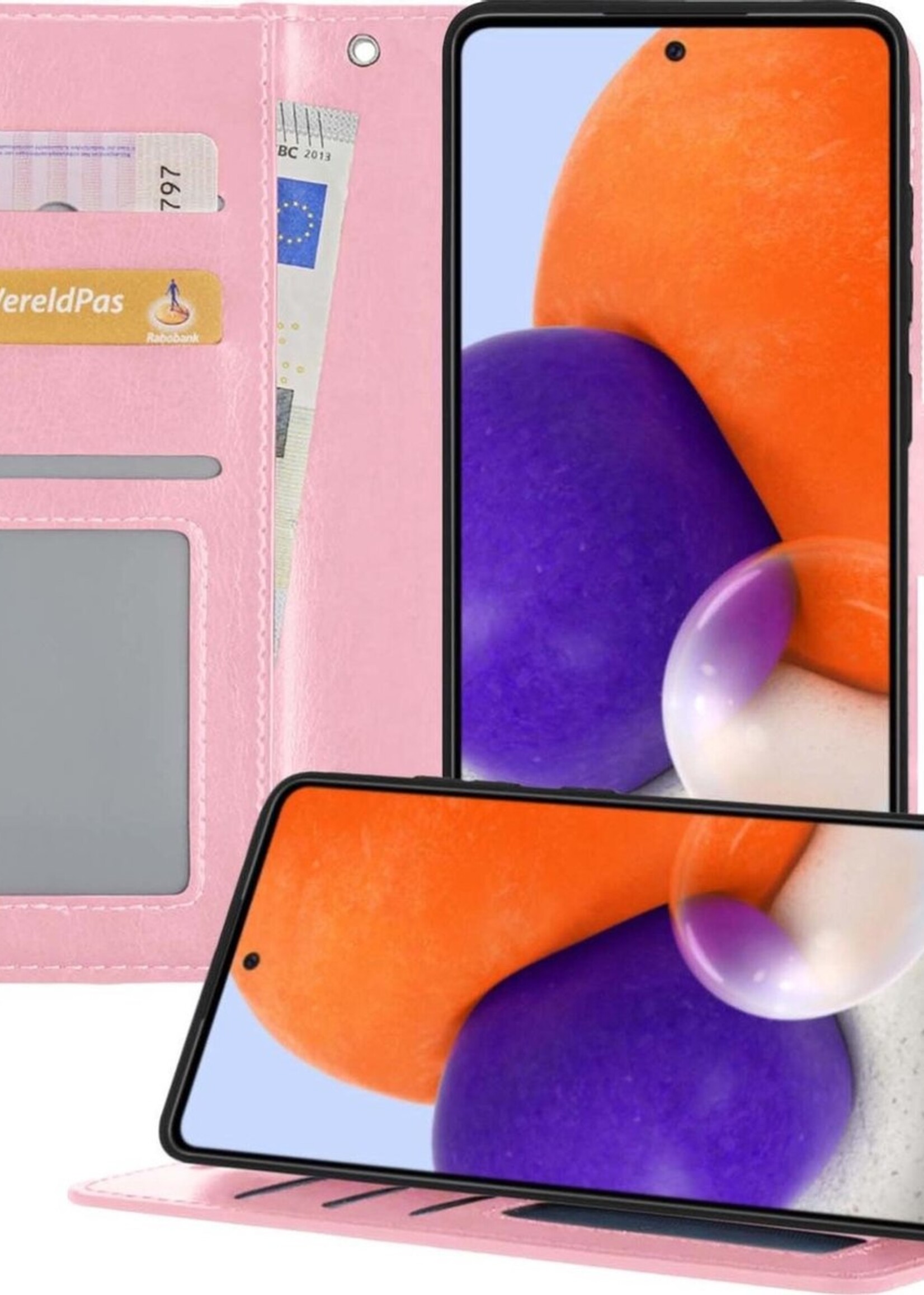 LUQ Hoesje Geschikt voor Samsung A72 5G Hoesje Book Case Hoes Wallet Cover - Hoes Geschikt voor Samsung Galaxy A72 5G Hoesje Bookcase Hoes - Lichtroze