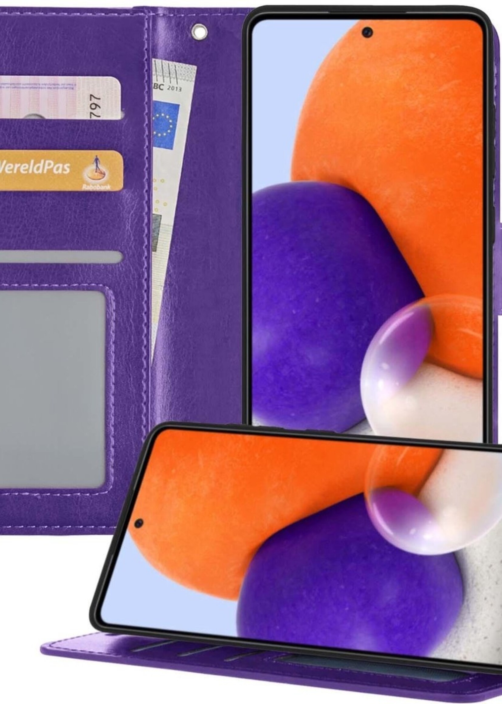LUQ Hoesje Geschikt voor Samsung A72 5G Hoesje Book Case Hoes Wallet Cover - Hoes Geschikt voor Samsung Galaxy A72 5G Hoesje Bookcase Hoes - Paars