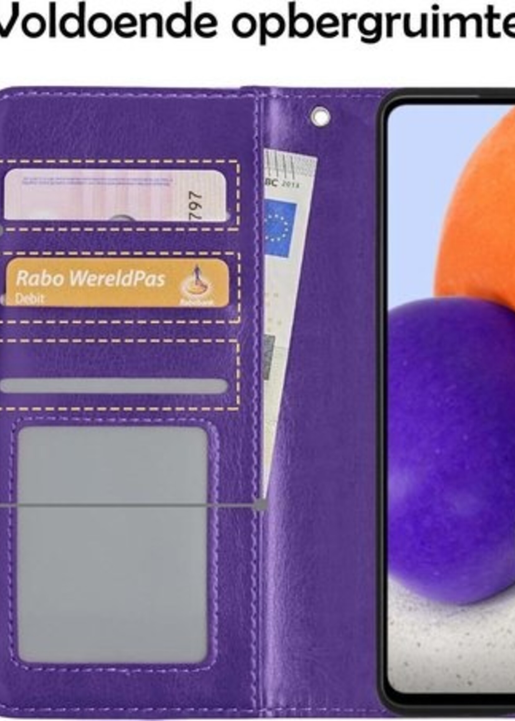 LUQ Hoesje Geschikt voor Samsung A72 5G Hoesje Book Case Hoes Wallet Cover - Hoes Geschikt voor Samsung Galaxy A72 5G Hoesje Bookcase Hoes - Paars