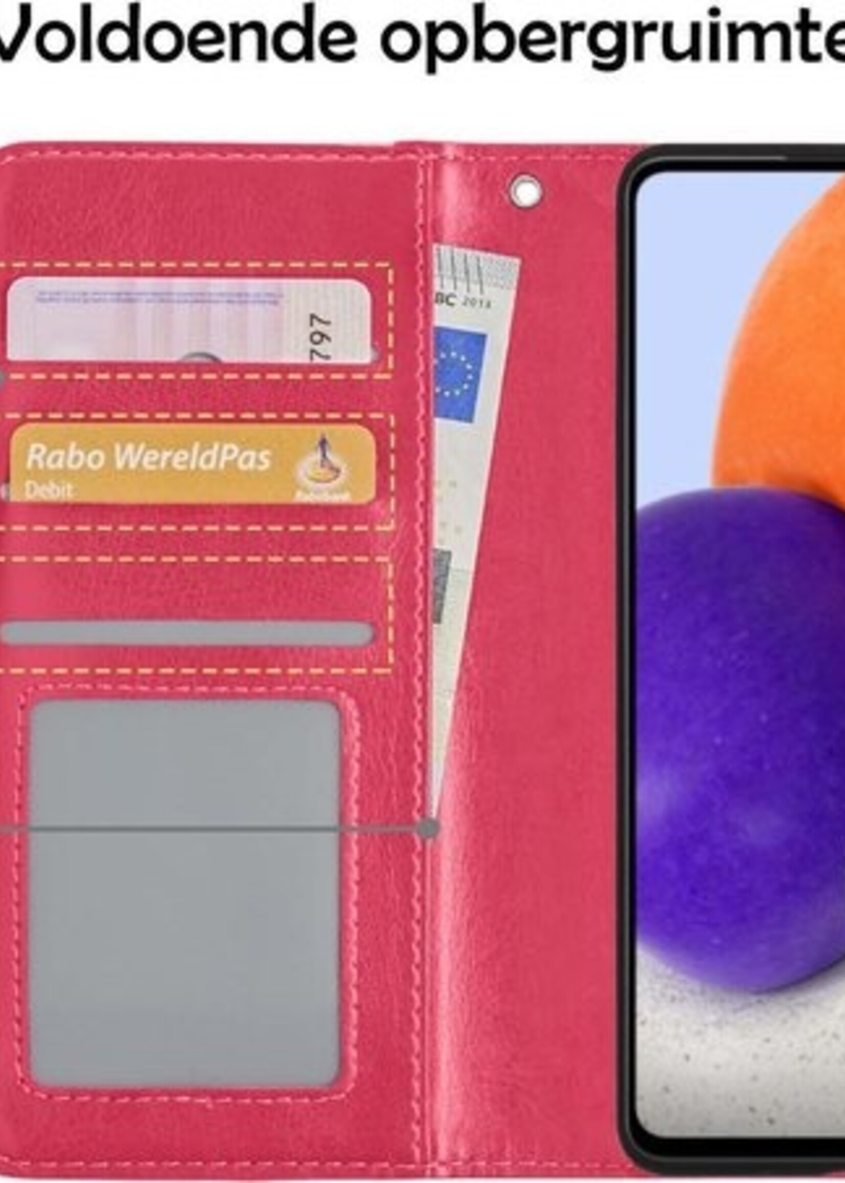 LUQ Hoesje Geschikt voor Samsung A72 5G Hoesje Book Case Hoes Wallet Cover - Hoes Geschikt voor Samsung Galaxy A72 5G Hoesje Bookcase Hoes - Donkerroze