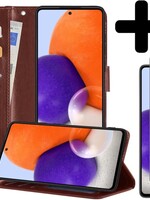 LUQ LUQ Samsung Galaxy A72 Hoesje Bookcase Bruin Met Screenprotector