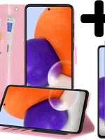 LUQ LUQ Samsung Galaxy A72 Hoesje Bookcase Lichtroze Met Screenprotector