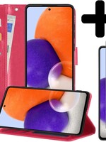 LUQ LUQ Samsung Galaxy A72 Hoesje Bookcase Donkerroze Met Screenprotector