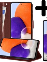 LUQ LUQ Samsung Galaxy A72 Hoesje Bookcase Bruin Met 2x Screenprotector