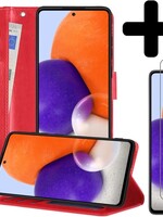 LUQ LUQ Samsung Galaxy A72 Hoesje Bookcase Rood Met 2x Screenprotector
