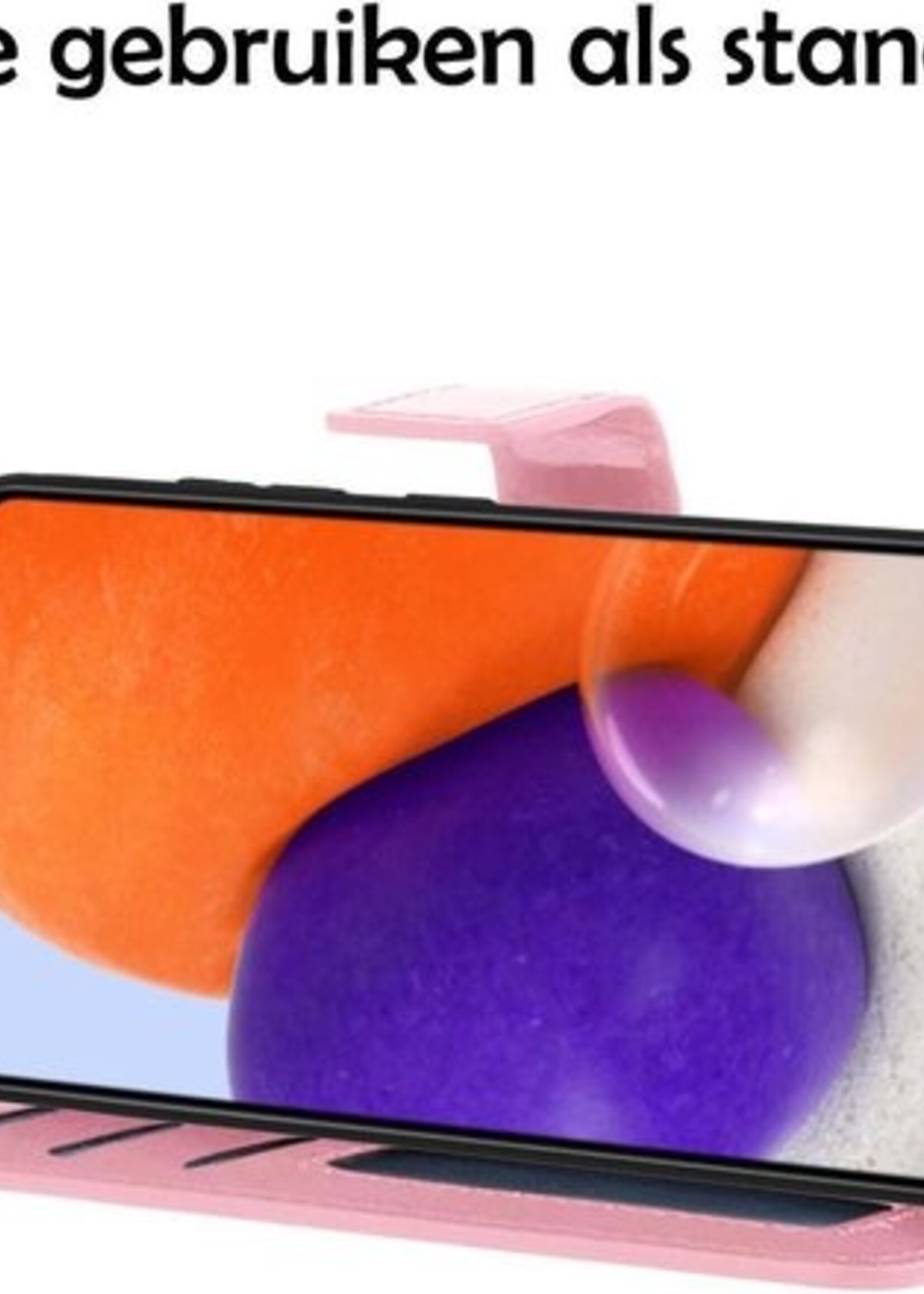 LUQ Hoesje Geschikt voor Samsung A72 5G Hoesje Book Case Hoes Wallet Cover Met 2x Screenprotector - Hoes Geschikt voor Samsung Galaxy A72 5G Hoesje Bookcase Hoes - Lichtroze