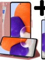 LUQ LUQ Samsung Galaxy A72 Hoesje Bookcase Rose Goud Met 2x Screenprotector