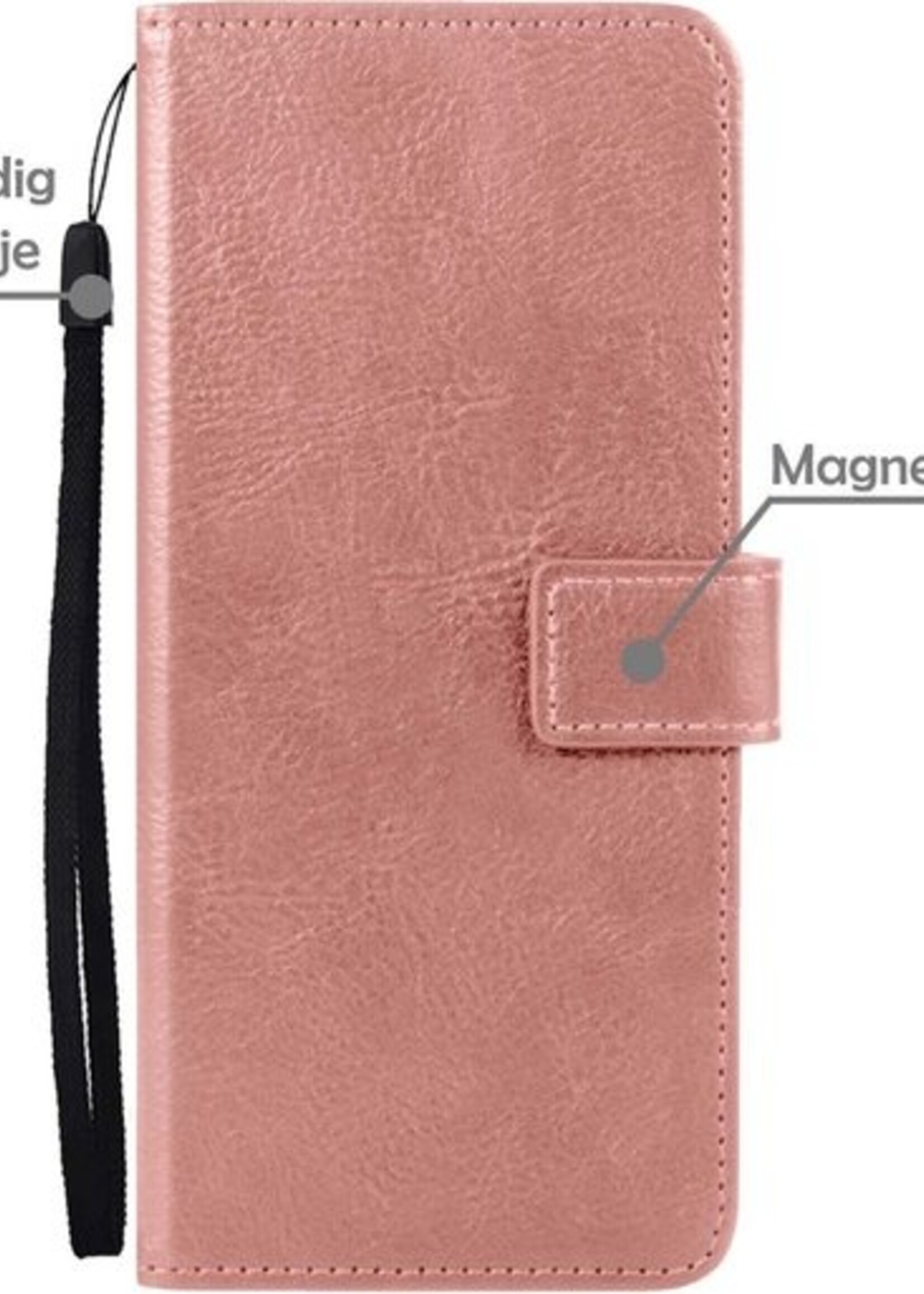 LUQ Hoesje Geschikt voor Samsung A72 5G Hoesje Book Case Hoes Wallet Cover Met 2x Screenprotector - Hoes Geschikt voor Samsung Galaxy A72 5G Hoesje Bookcase Hoes - Rosé goud