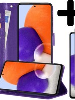 LUQ LUQ Samsung Galaxy A72 Hoesje Bookcase Paars Met 2x Screenprotector