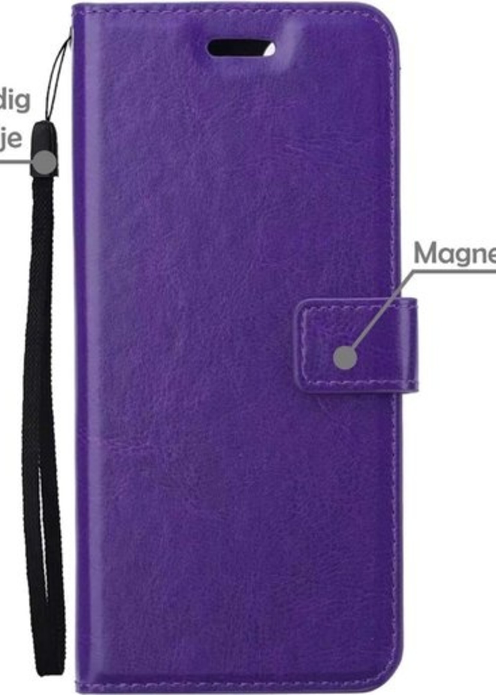 LUQ Hoesje Geschikt voor Samsung A72 5G Hoesje Book Case Hoes Wallet Cover Met 2x Screenprotector - Hoes Geschikt voor Samsung Galaxy A72 5G Hoesje Bookcase Hoes - Paars