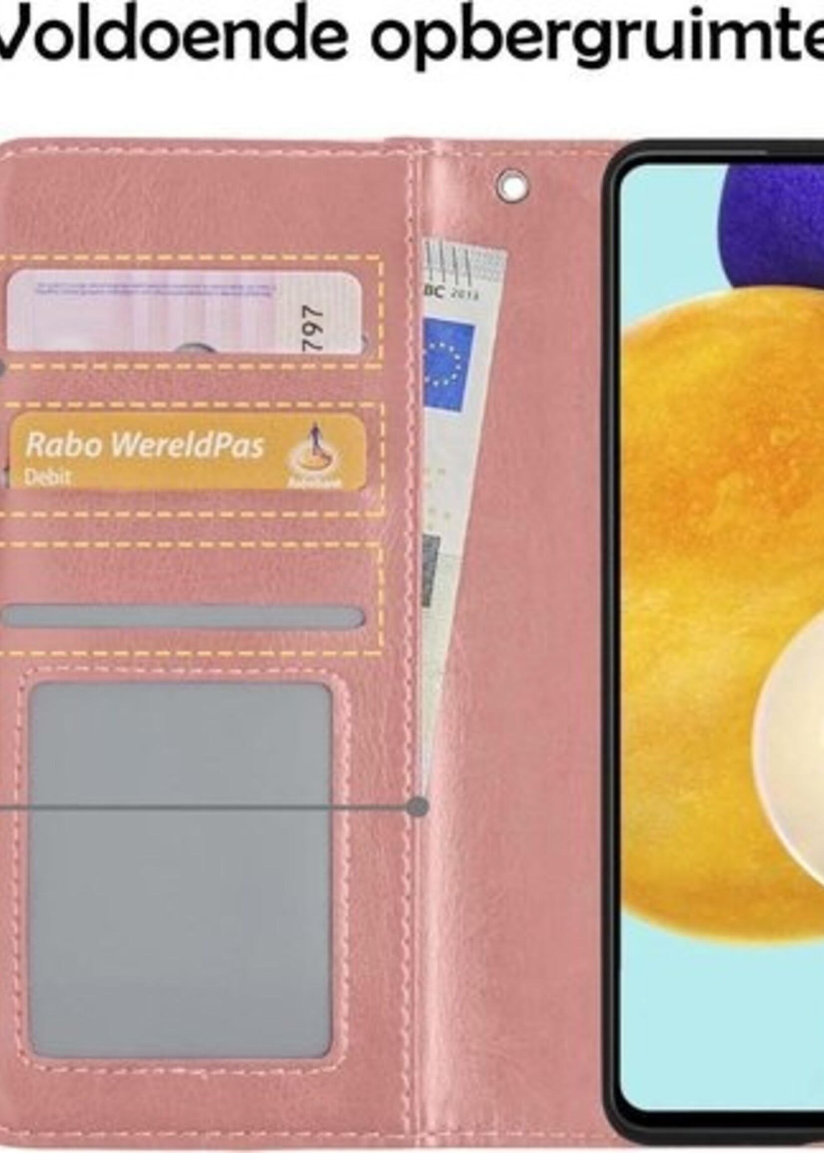 LUQ Hoesje Geschikt voor Samsung A52 5G Hoesje Book Case Hoes Wallet Cover - Hoes Geschikt voor Samsung Galaxy A52 5G Hoesje Bookcase Hoes - Rosé goud